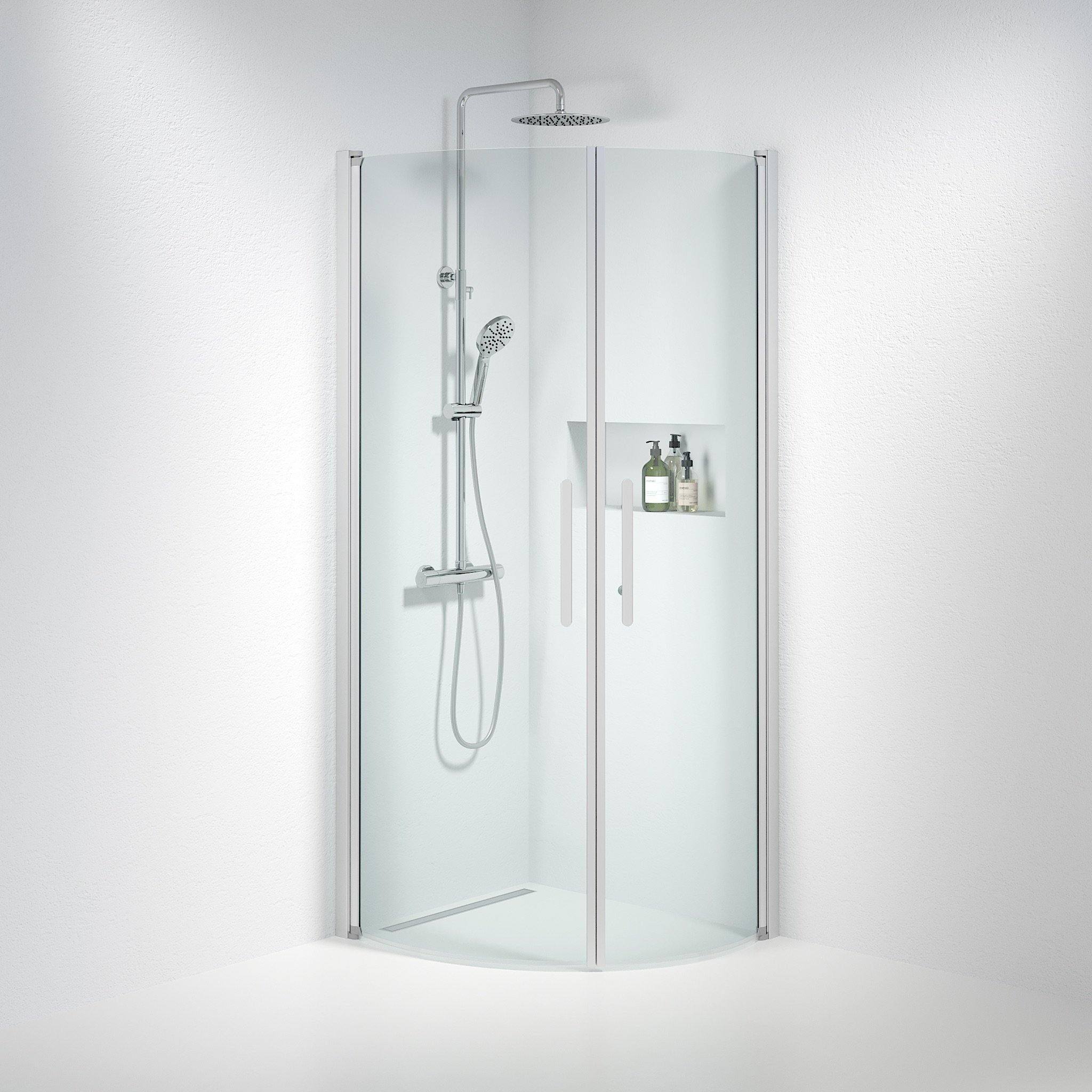 Round - Clear, Shower Enclosure Set - Code, Clear/Satin - 80 cm - MASTERSTORE - 8595677119541 - Shower Enclosure Set - Code - 35 - 808 - 67 - 50 - 00 - 8595677119541