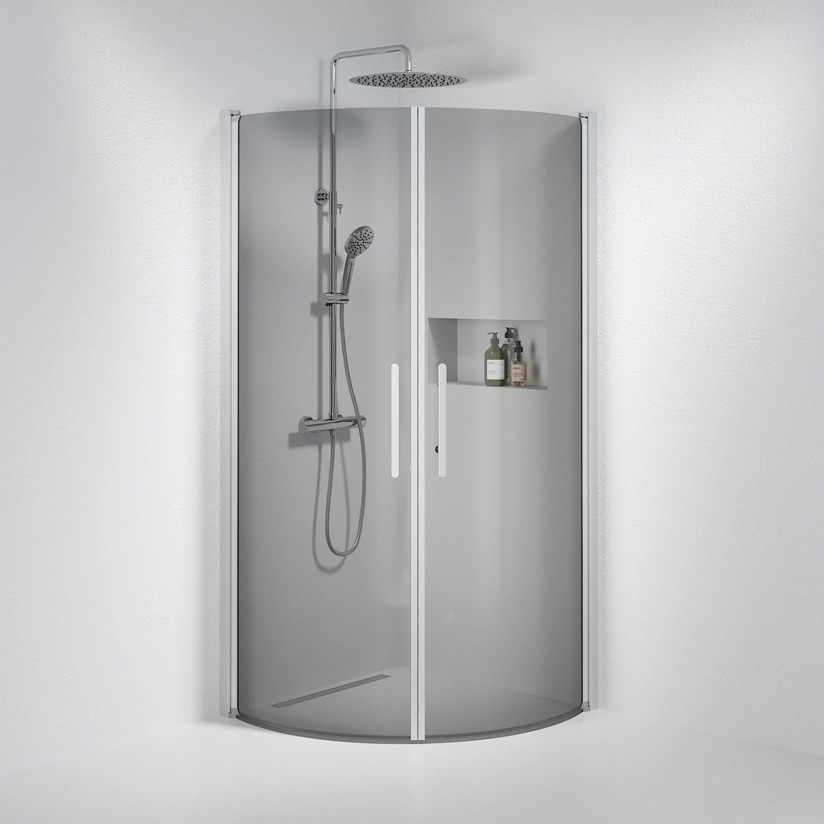 Round - Smoked, Shower Enclosure Set - Code, Smoked/Satin - 80 cm - MASTERSTORE - 8595677119572 - Shower Enclosure Set - Code - 35 - 808 - 67 - 56 - 00 - 8595677119572