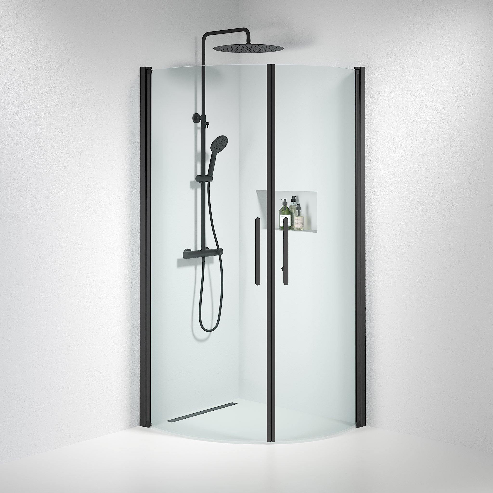 Round - Clear, Shower Enclosure Set - Code, Clear/Black - 80 cm - MASTERSTORE - 8595677119589 - Shower Enclosure Set - Code - 35 - 809 - 02 - 50 - 00 - 8595677119589