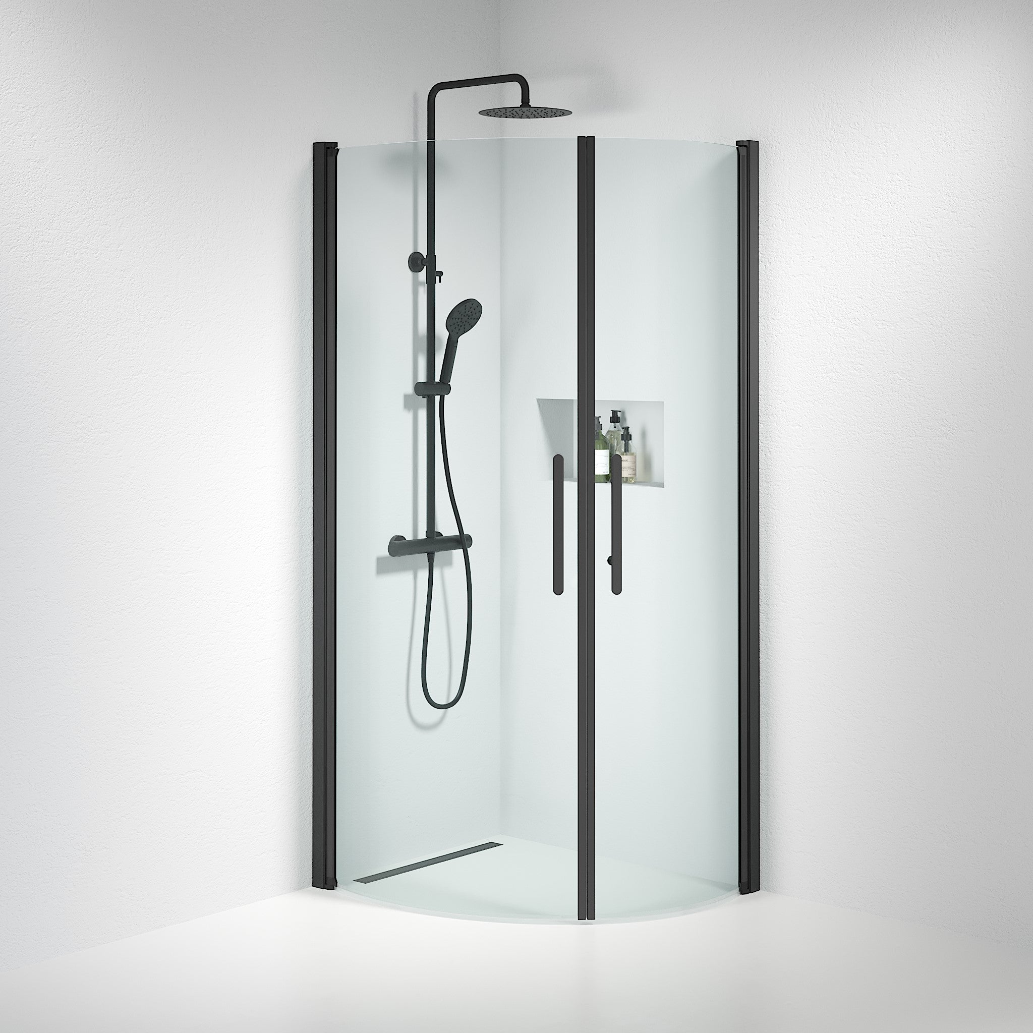 Round - Clear, Shower Enclosure Set - Code, Clear/Black - 80 cm - MASTERSTORE - 8595677119589 - Shower Enclosure Set - Code - 35 - 809 - 02 - 50 - 00 - 8595677119589