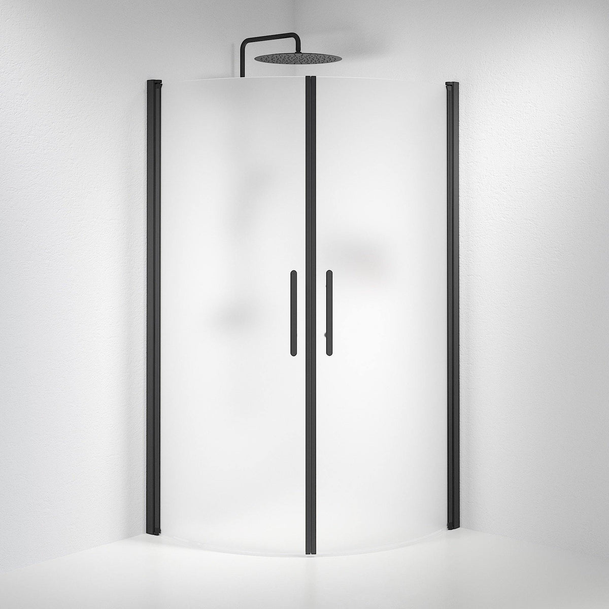 Round - Frosted, Shower Enclosure Set - Code, Matt/Black - 80 cm - MASTERSTORE - 8595677119626 - Shower Enclosure Set - Code - 35 - 809 - 02 - 55 - 00 - 8595677119626