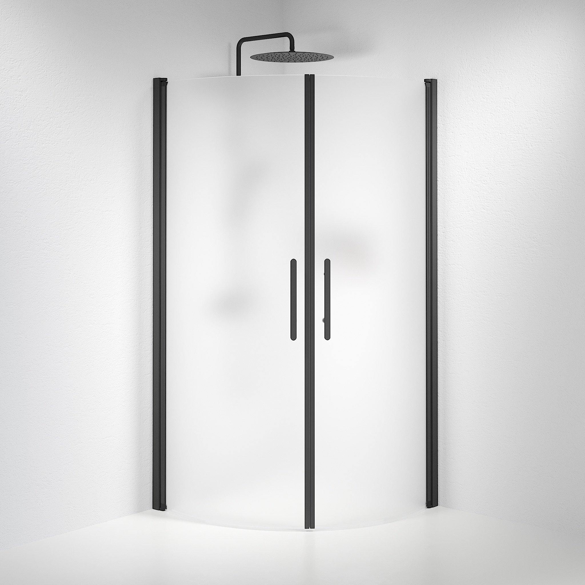 Round - Frosted, Shower Enclosure Set - Code, Matt/Black - 80 cm - MASTERSTORE - 8595677119626 - Shower Enclosure Set - Code - 35 - 809 - 02 - 55 - 00 - 8595677119626