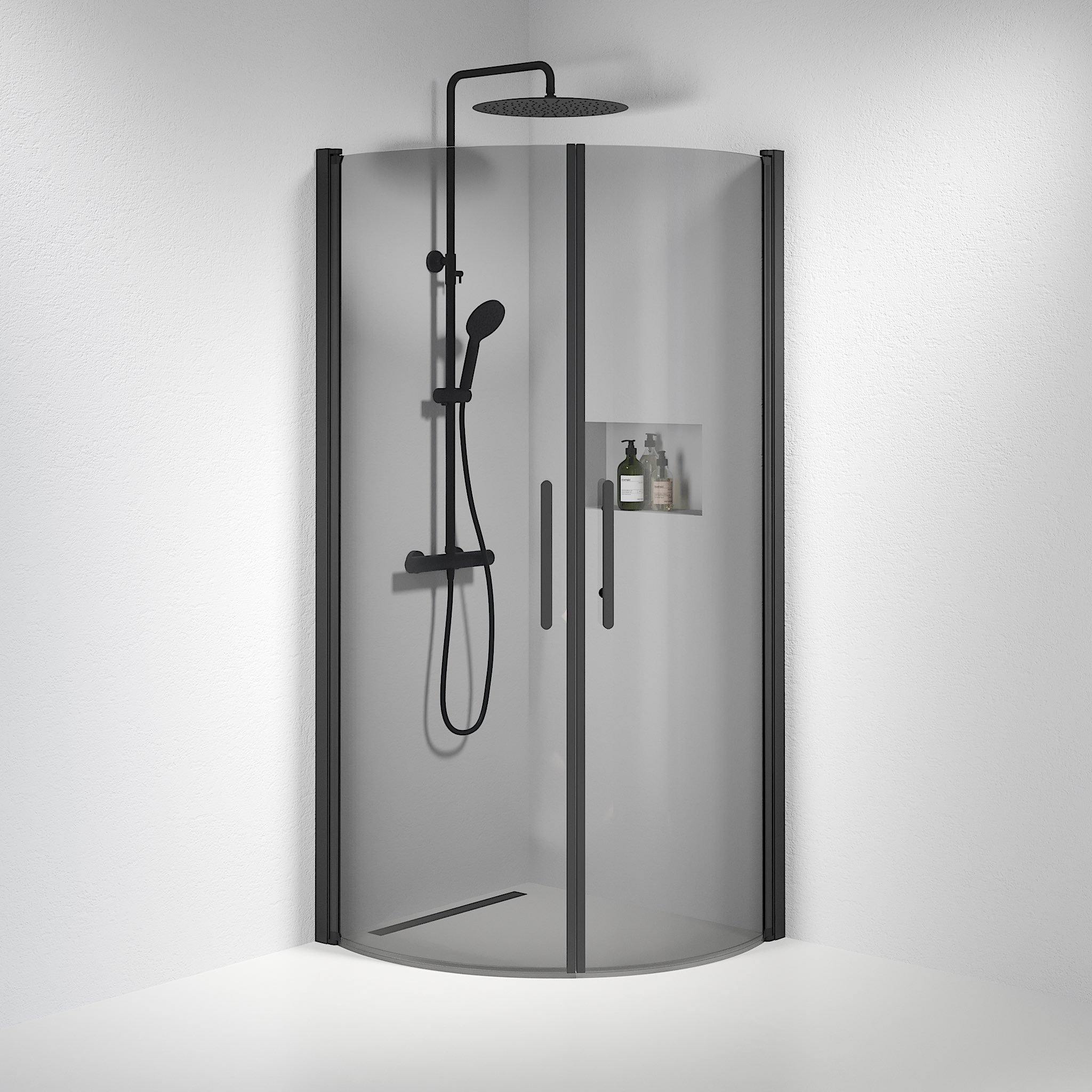 Round - Smoked, Shower Enclosure Set - Code, Smoked/Black - 80 cm - MASTERSTORE - 8595677119640 - Shower Enclosure Set - Code - 35 - 809 - 02 - 56 - 00 - 8595677119640