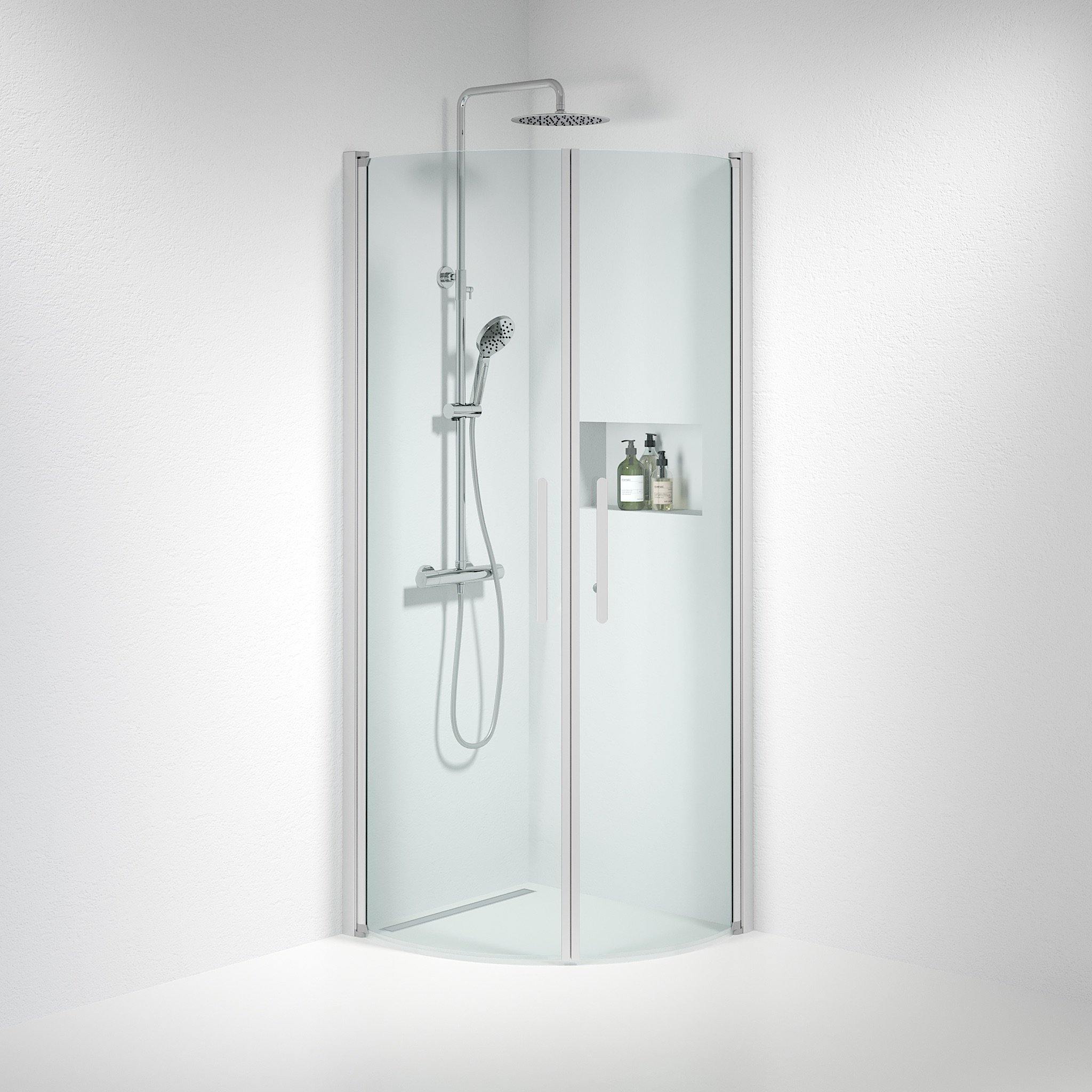 Round - Clear, Shower Enclosure Set - Code, Clear/Satin - 80 cm - MASTERSTORE - 8595677119749 - Shower Enclosure Set - Code - 35 - 809 - 67 - 50 - 00 - 8595677119749