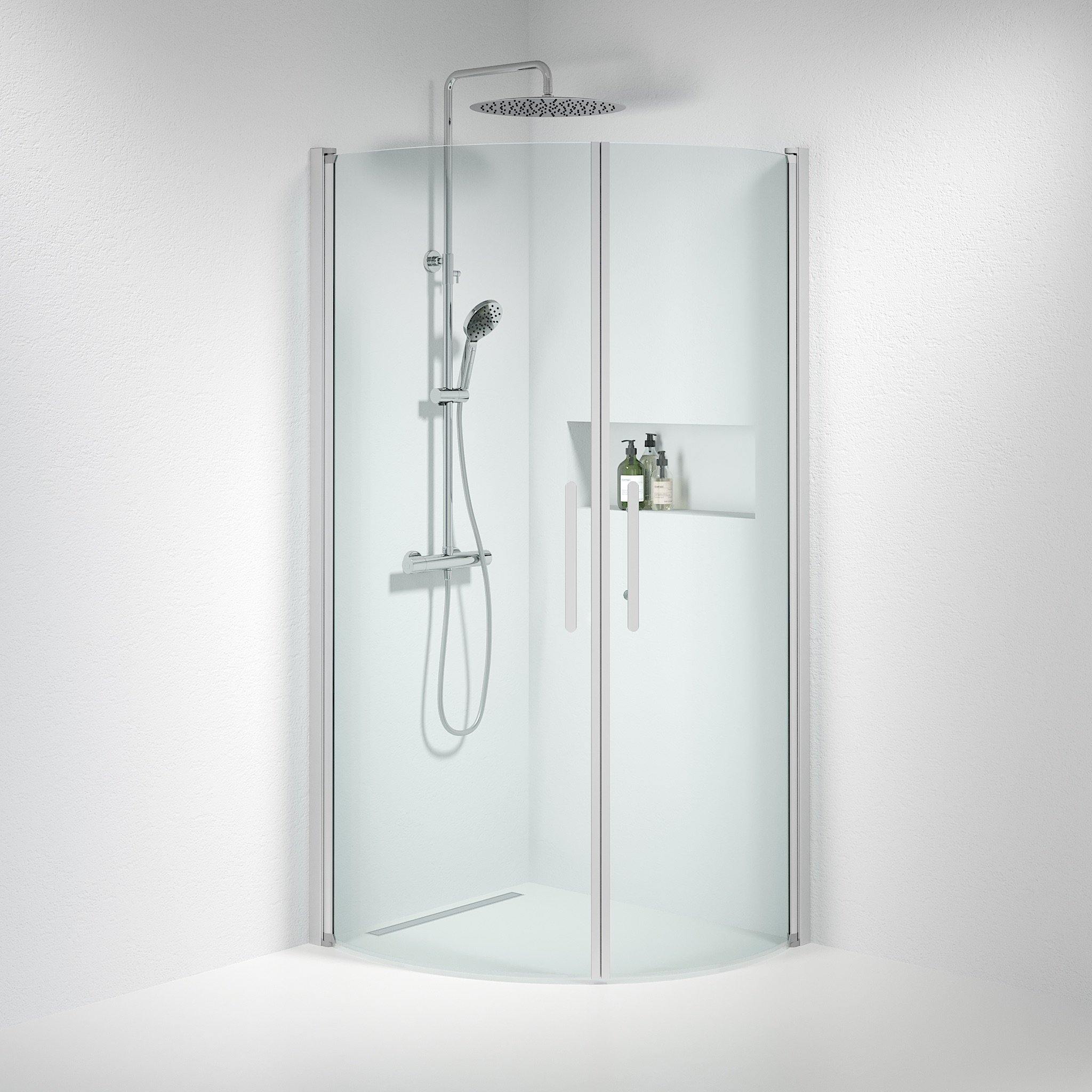 Round - Clear, Shower Enclosure Set - Code, Clear/Satin - 80 cm - MASTERSTORE - 8595677119749 - Shower Enclosure Set - Code - 35 - 809 - 67 - 50 - 00 - 8595677119749
