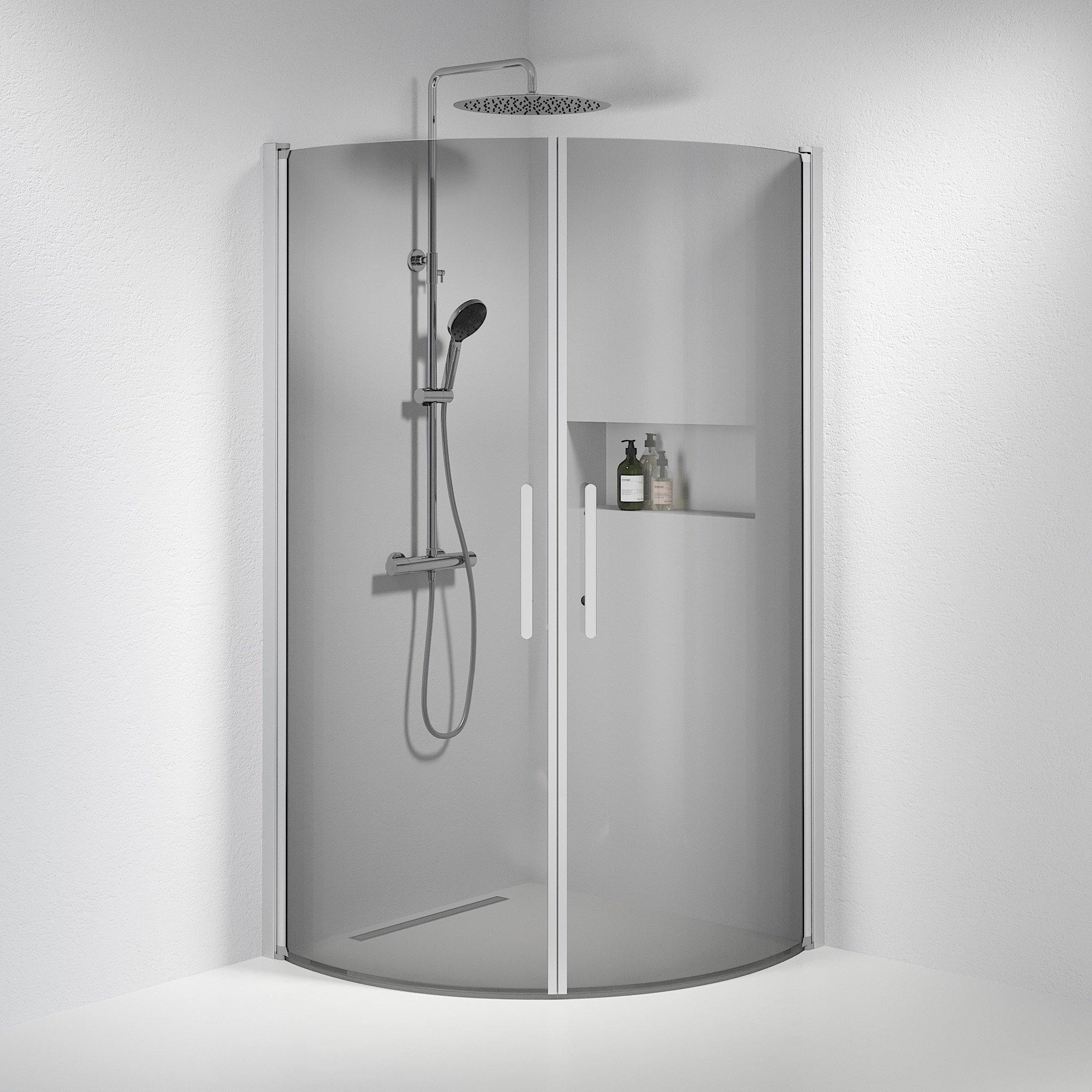 Round - Smoked, Shower Enclosure Set - Code, Smoked/Satin - 80 cm - MASTERSTORE - 8595677119800 - Shower Enclosure Set - Code - 35 - 809 - 67 - 56 - 00 - 8595677119800
