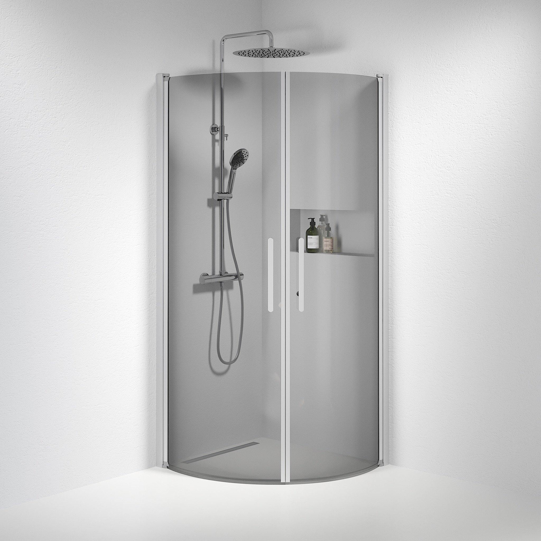Round - Smoked, Shower Enclosure Set - Code, Smoked/Satin - 80 cm - MASTERSTORE - 8595677119800 - Shower Enclosure Set - Code - 35 - 809 - 67 - 56 - 00 - 8595677119800