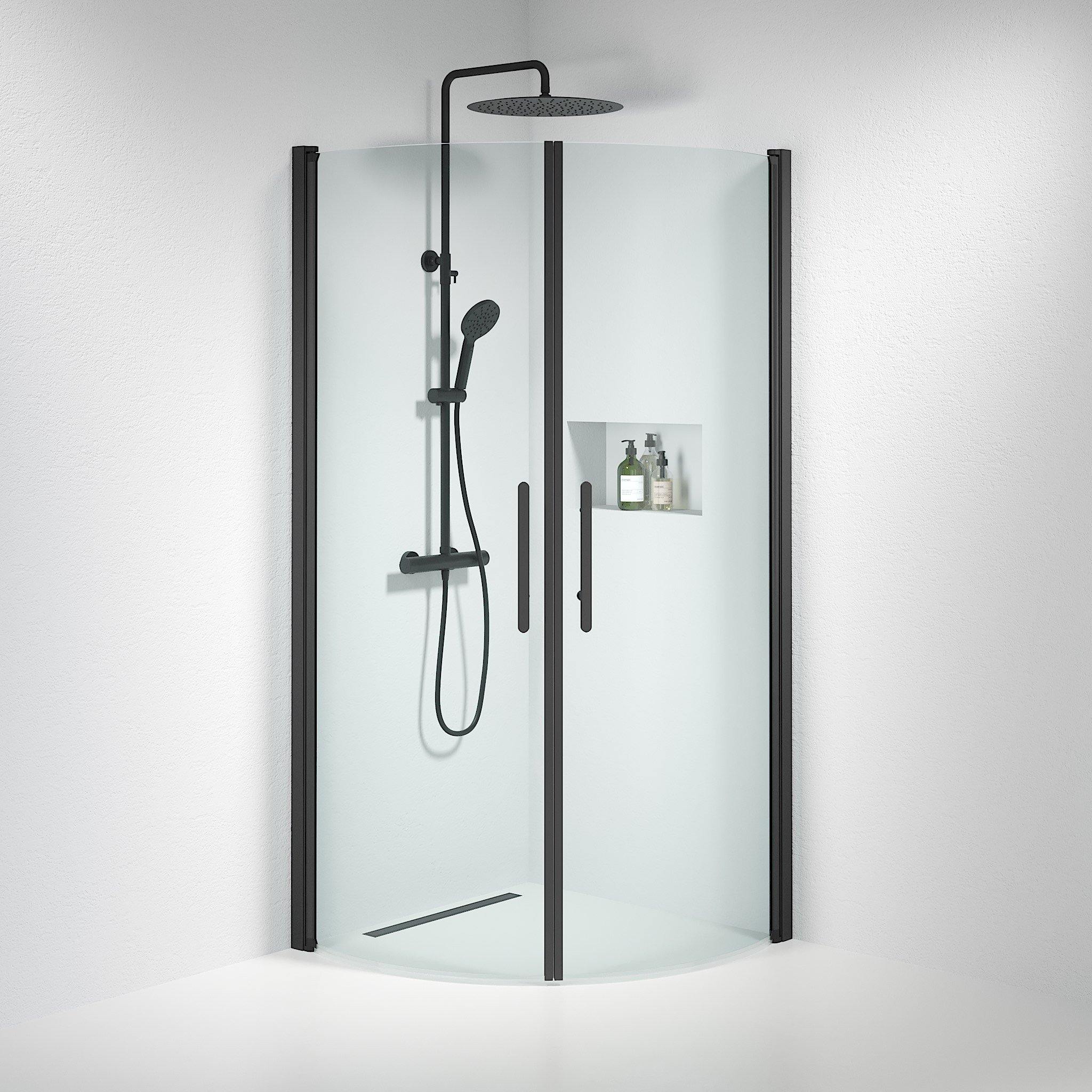 Round - Clear, Shower Enclosure Set - Code, Clear/Black - 90 cm - MASTERSTORE - 8595677119824 - Shower Enclosure Set - Code - 35 - 909 - 02 - 50 - 00 - 8595677119824