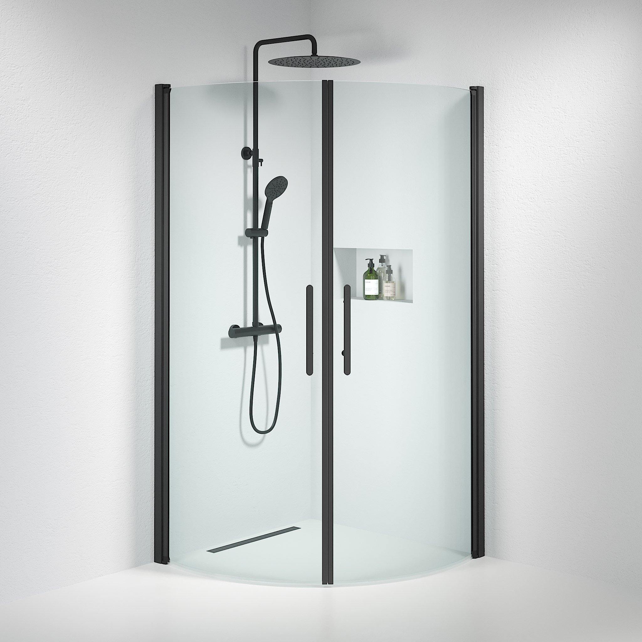 Round - Clear, Shower Enclosure Set - Code, Clear/Black - 90 cm - MASTERSTORE - 8595677119824 - Shower Enclosure Set - Code - 35 - 909 - 02 - 50 - 00 - 8595677119824
