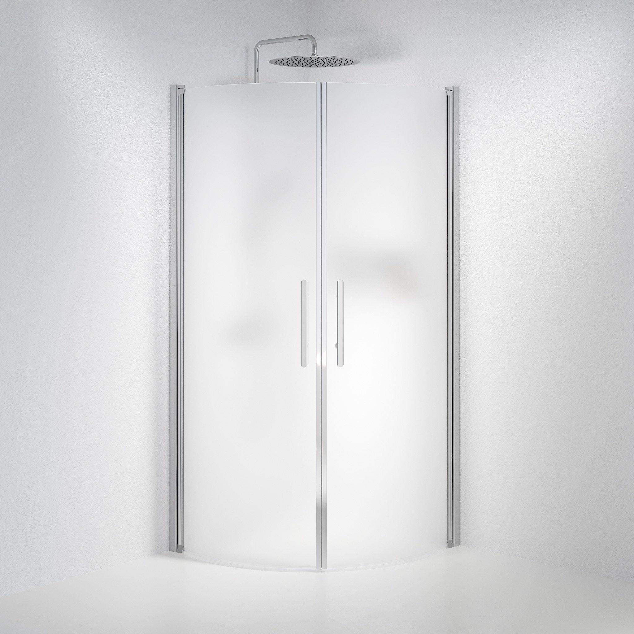 Round - Frosted, Shower Enclosure Set - Code, Matt/Chrome - 90 cm - MASTERSTORE - 8595677119886 - Shower Enclosure Set - Code - 35 - 909 - 60 - 55 - 00 - 8595677119886