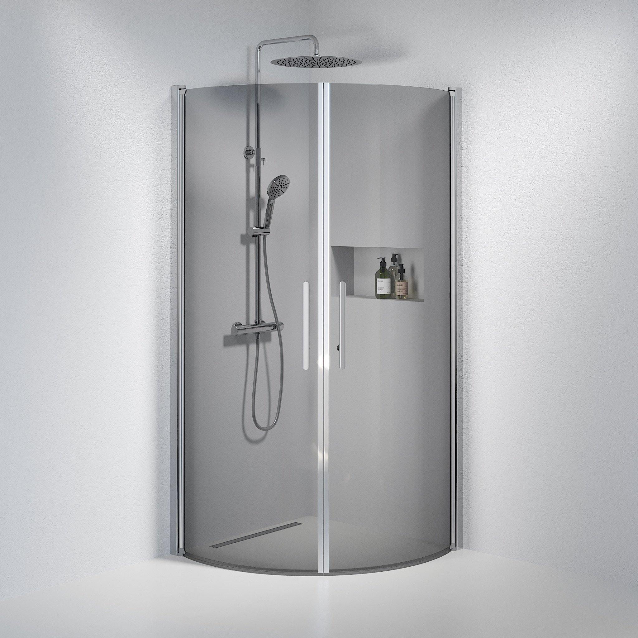 Round - Smoked, Shower Enclosure Set - Code, Smoked/Chrome - 90 cm - MASTERSTORE - 8595677119893 - Shower Enclosure Set - Code - 35 - 909 - 60 - 56 - 00 - 8595677119893