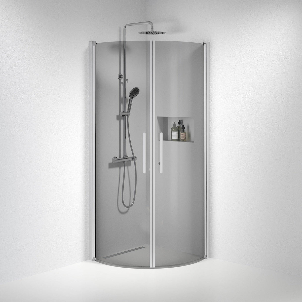 Round - Smoked, Shower Enclosure Set - Code, Smoked/Satin - 90 cm - MASTERSTORE - 8595677119930 - Shower Enclosure Set - Code - 35 - 909 - 67 - 56 - 00 - 8595677119930