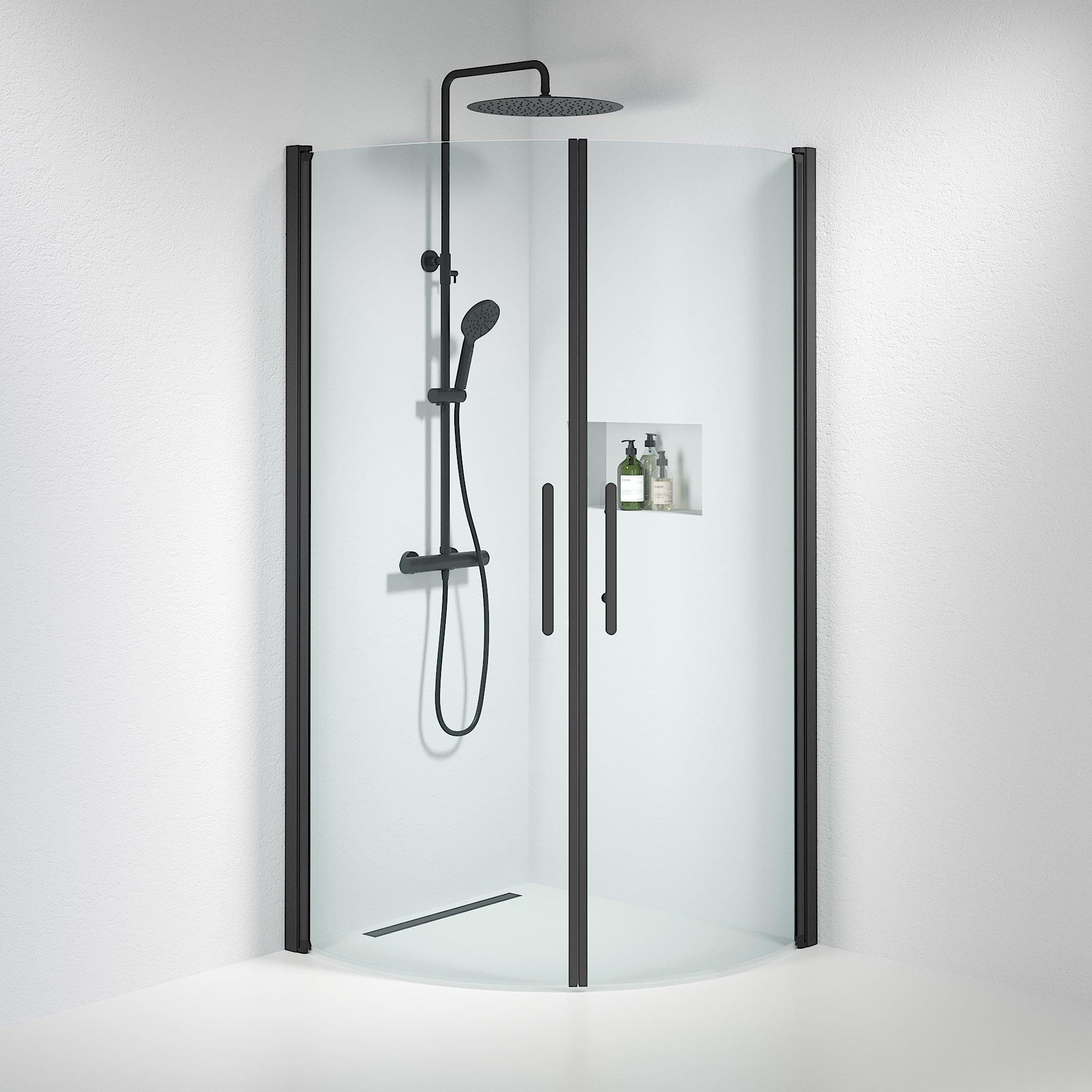 Round - Clear, Shower Enclosure Set - Code, Clear/Black - 90 cm - MASTERSTORE - 8595677119947 - Shower Enclosure Set - Code - 35 - 901 - 02 - 50 - 00 - 8595677119947