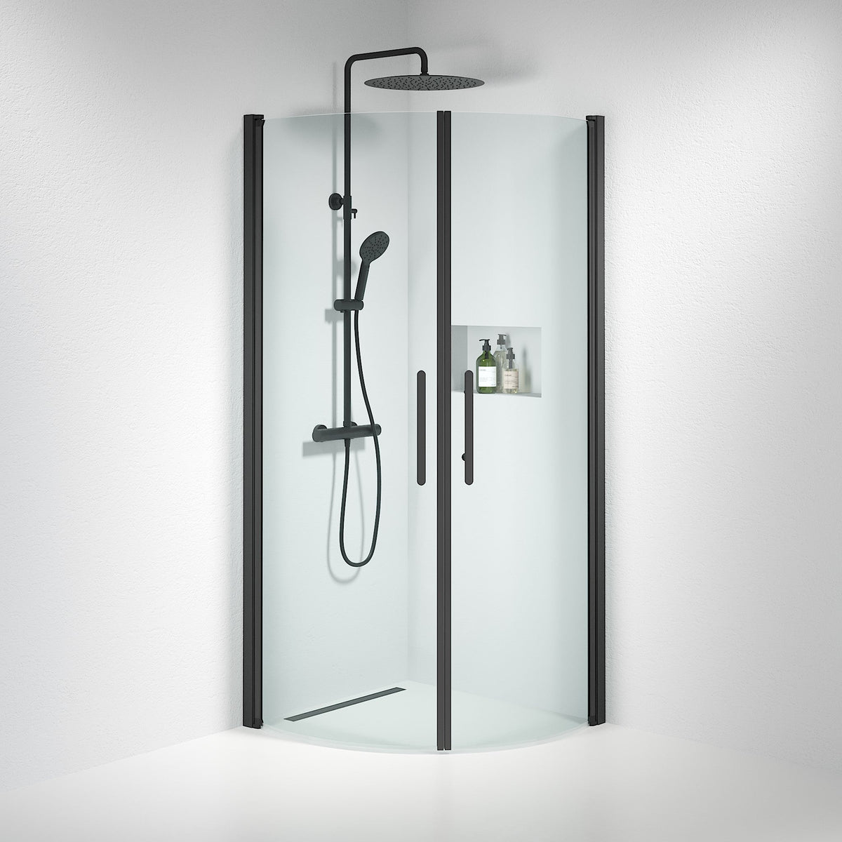 Round - Clear, Shower Enclosure Set - Code, Clear/Black - 90 cm - MASTERSTORE - 8595677119947 - Shower Enclosure Set - Code - 35 - 901 - 02 - 50 - 00 - 8595677119947