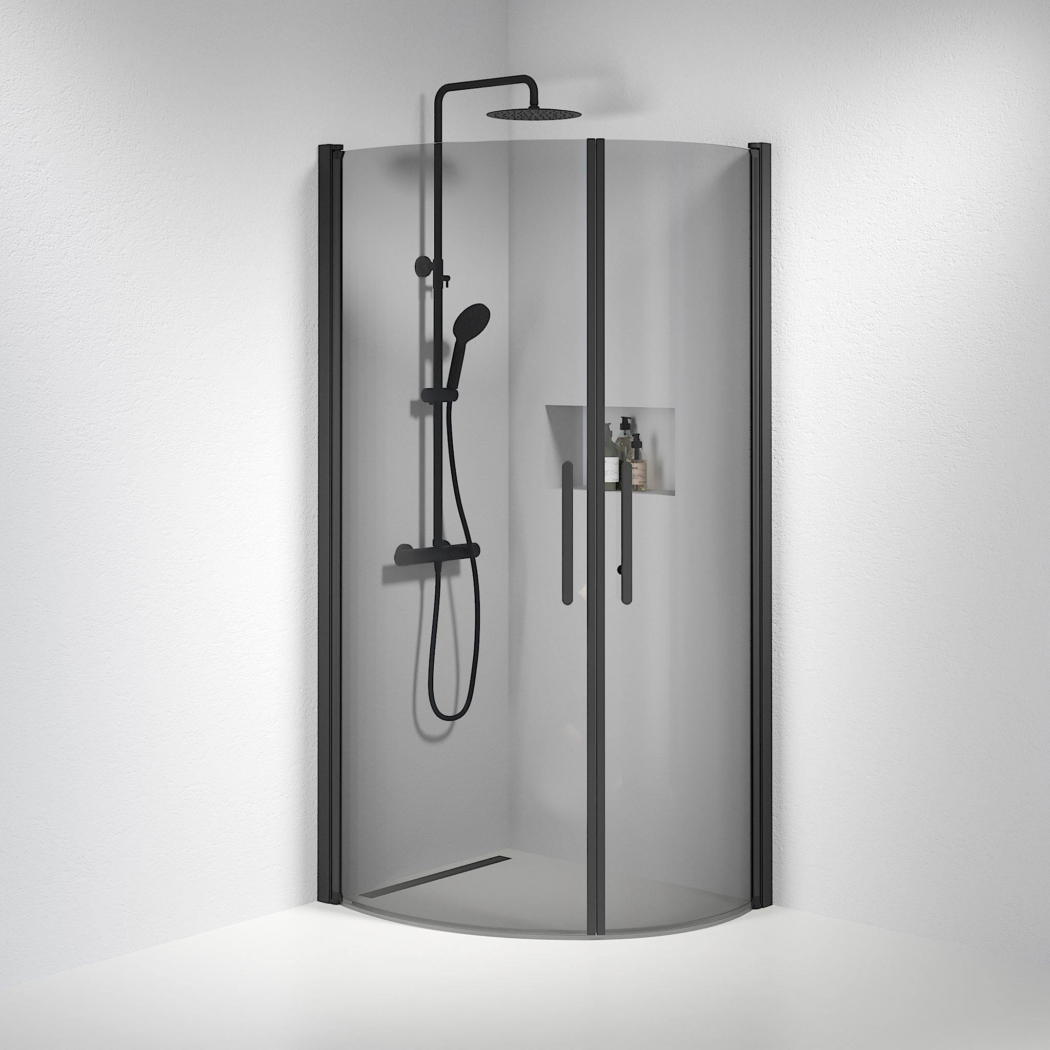 Round - Smoked, Shower Enclosure Set - Code, Smoked/Black - 90 cm - MASTERSTORE - 8595677119978 - Shower Enclosure Set - Code - 35 - 901 - 02 - 56 - 00 - 8595677119978