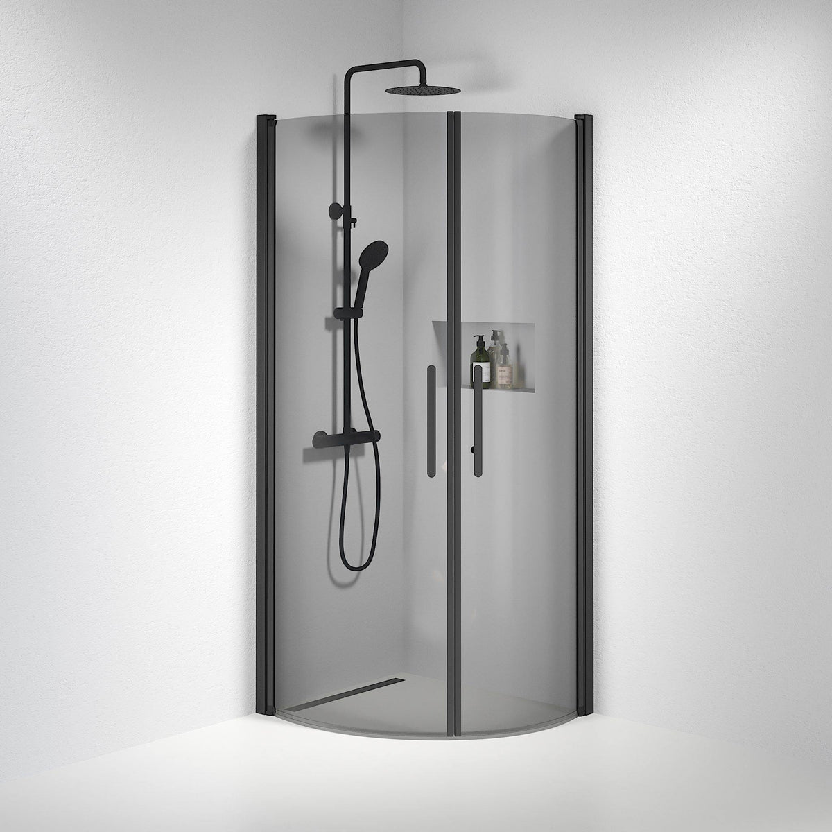 Round - Smoked, Shower Enclosure Set - Code, Smoked/Black - 90 cm - MASTERSTORE - 8595677119978 - Shower Enclosure Set - Code - 35 - 901 - 02 - 56 - 00 - 8595677119978