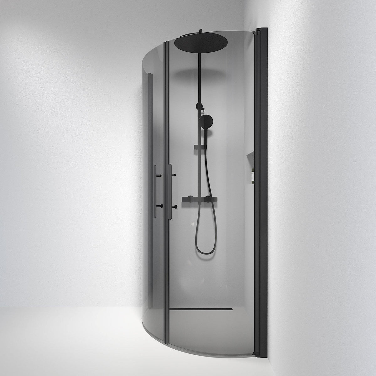 Round - Smoked, Shower Enclosure Set - Code, Smoked/Black - 90 cm - MASTERSTORE - 8595677119978 - Shower Enclosure Set - Code - 35 - 901 - 02 - 56 - 00 - 8595677119978