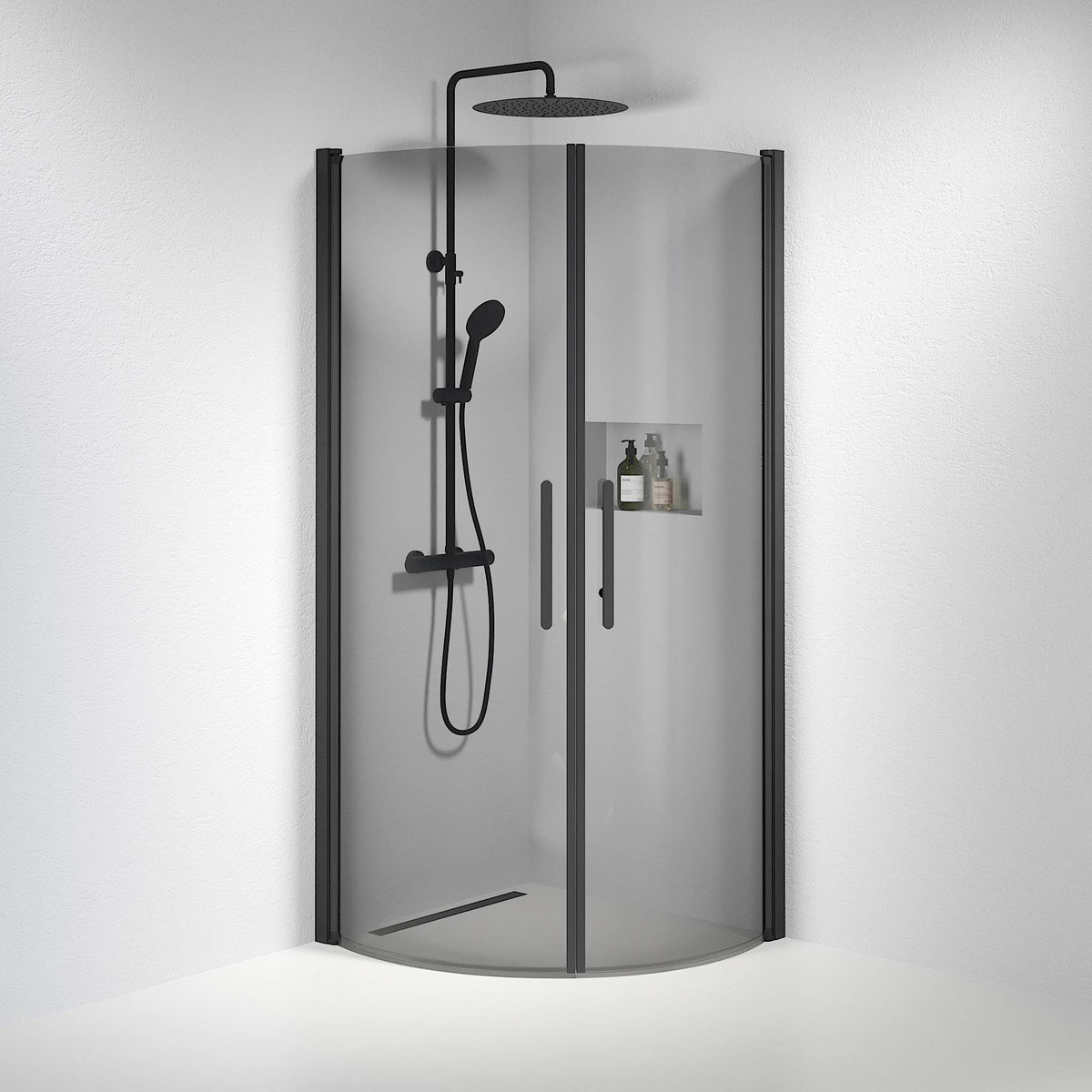 Round - Smoked, Shower Encl. Set - Round, Smoked/Black - 90 cm - MASTERSTORE - 8595677119978 - Shower Enclosure Set - Code - 35-901-02-56-00 - 8595677119978