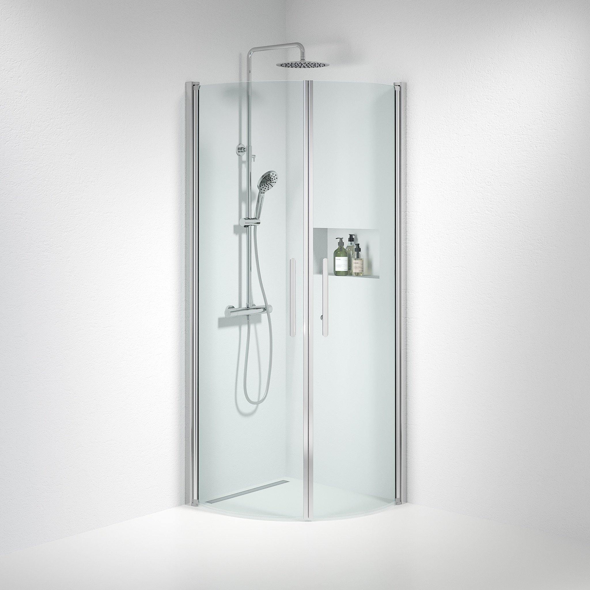 Duschhörna halvrund 90x100x198 cm - 6 mm klart nanoglas - kromprofil - Vänern - Duschhörn - Round - Clear, Shower Enclosure Set - Code, Clear/Chrome - 90 cm - MASTERSTORE - 8595677119985 - Shower Enclosure Set - Code - 35 - 901 - 60 - 50 - 00 - 8595677119985 -