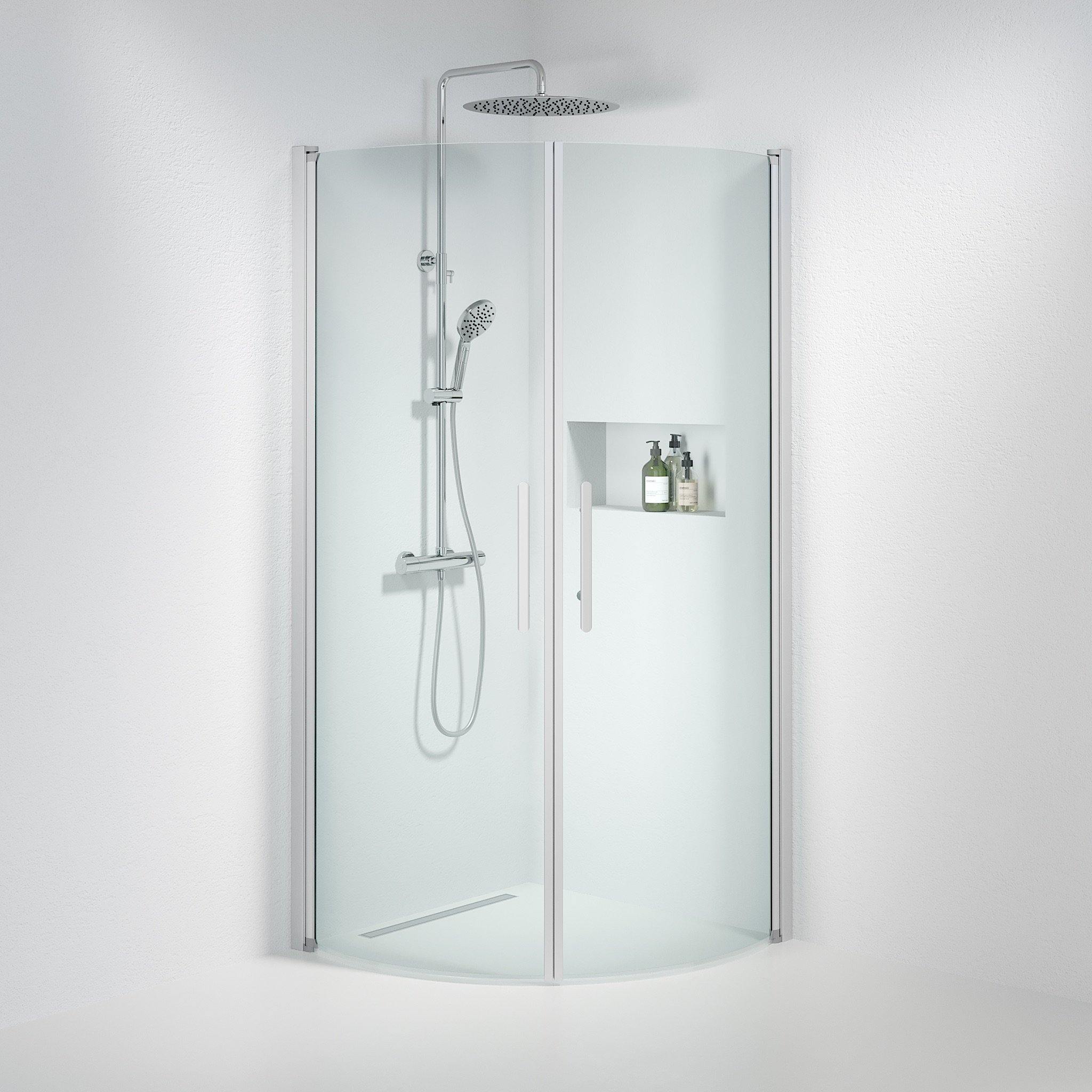 Round - Clear, Shower Enclosure Set - Code, Clear/Satin - 90 cm - MASTERSTORE - 8595677120028 - Shower Enclosure Set - Code - 35 - 901 - 67 - 50 - 00 - 8595677120028