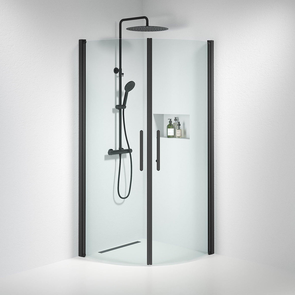Round - Clear, Shower Enclosure Set - Code, Clear/Black - 100 cm - MASTERSTORE - 8595677120066 - Shower Enclosure Set - Code - 35 - 101 - 02 - 50 - 00 - 8595677120066