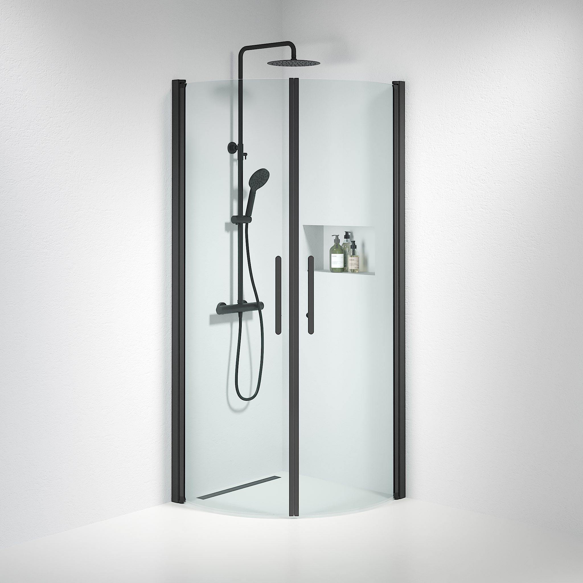 Round - Clear, Shower Enclosure Set - Code, Clear/Black - 100 cm - MASTERSTORE - 8595677120066 - Shower Enclosure Set - Code - 35 - 101 - 02 - 50 - 00 - 8595677120066