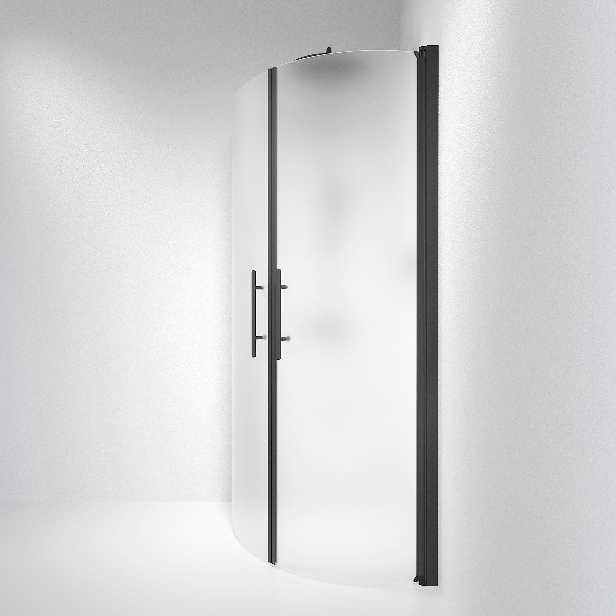 Round - Frosted, Shower Enclosure Set - Code, Matt/Black - 100 cm - MASTERSTORE - 8595677120080 - Shower Enclosure Set - Code - 35 - 101 - 02 - 55 - 00 - 8595677120080