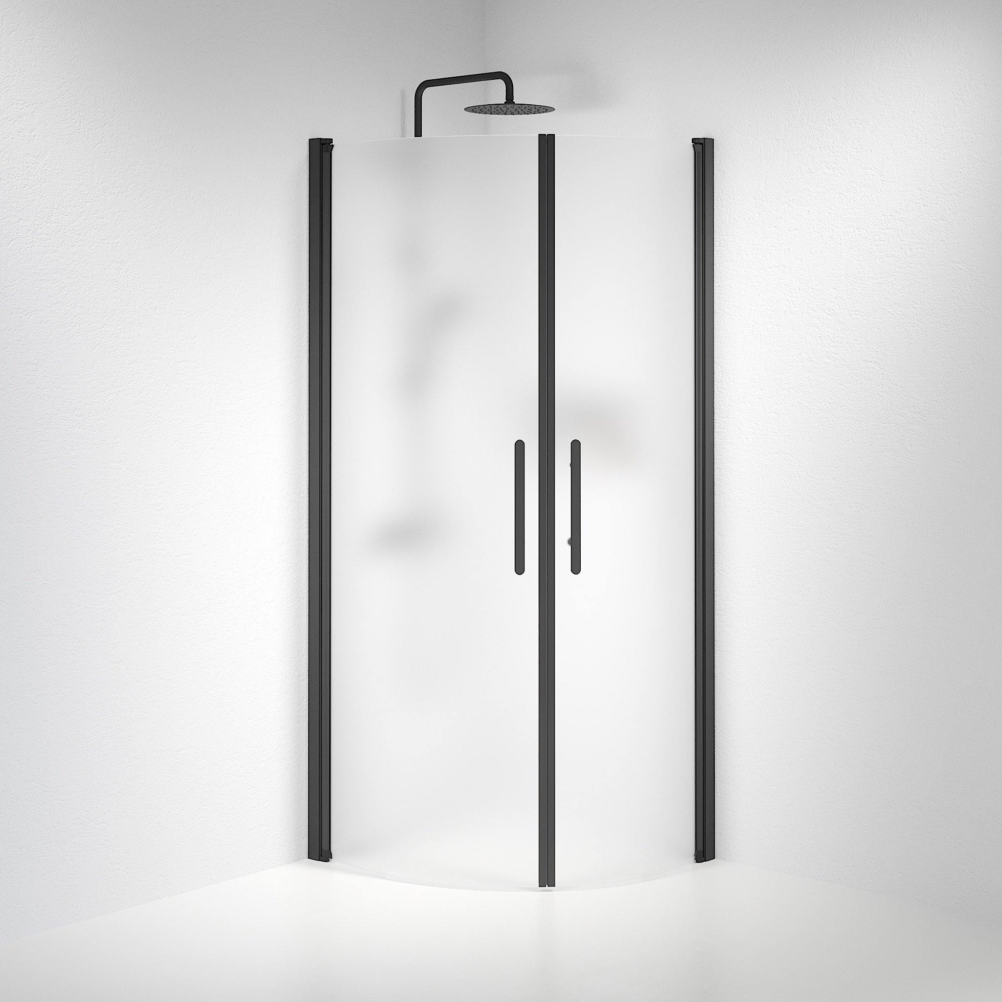 Round - Frosted, Shower Enclosure Set - Code, Matt/Black - 100 cm - MASTERSTORE - 8595677120080 - Shower Enclosure Set - Code - 35 - 101 - 02 - 55 - 00 - 8595677120080