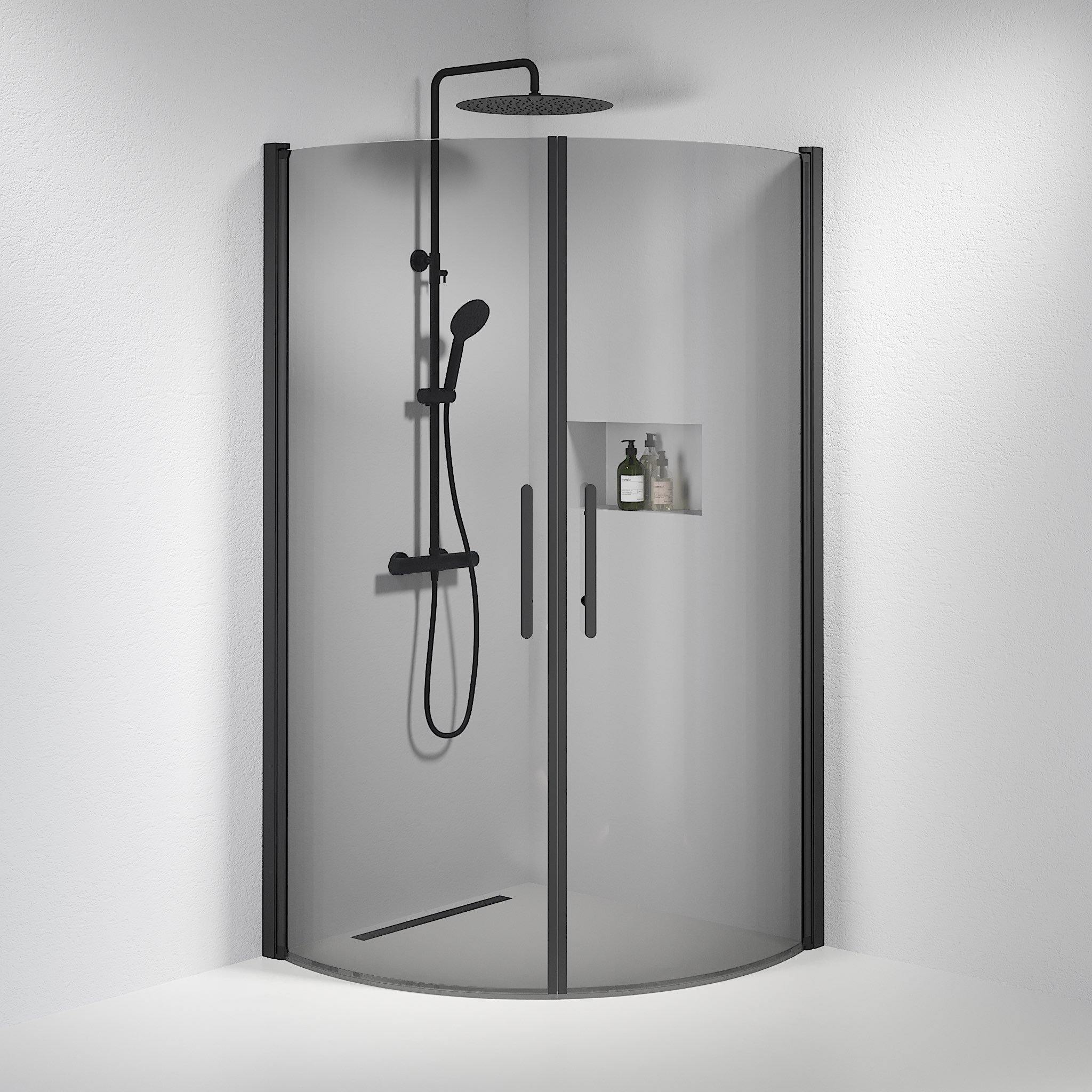 Round - Smoked, Shower Enclosure Set - Code, Smoked/Black - 100 cm - MASTERSTORE - 8595677120097 - Shower Enclosure Set - Code - 35 - 101 - 02 - 56 - 00 - 8595677120097