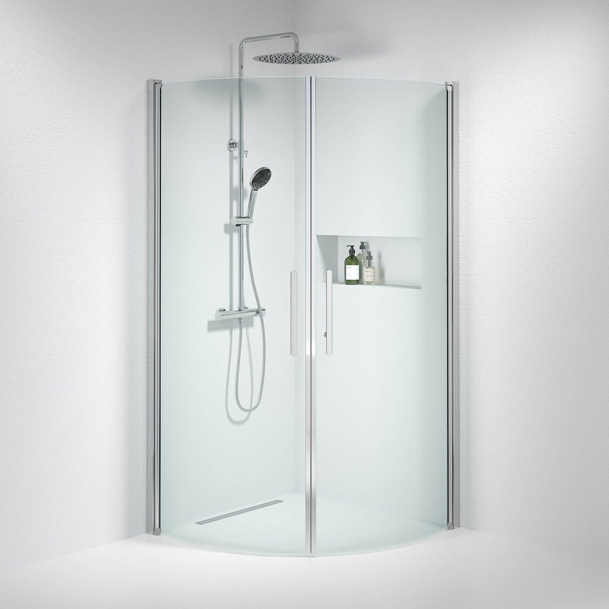 Round - Clear, Shower Enclosure Set - Code, Clear/Chrome - 100 cm - MASTERSTORE - 8595677120103 - Shower Enclosure Set - Code - 35 - 101 - 60 - 50 - 00 - 8595677120103