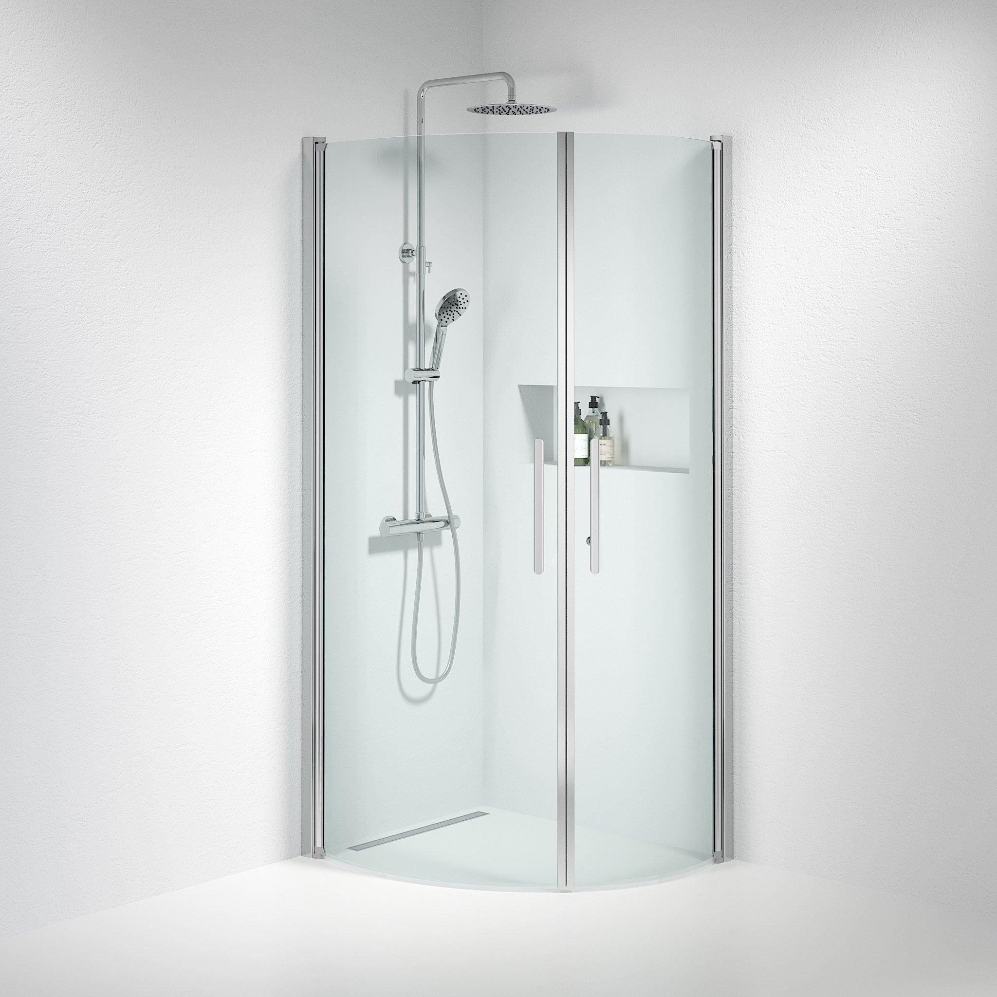 Round - Clear, Shower Enclosure Set - Code, Clear/Chrome - 100 cm - MASTERSTORE - 8595677120103 - Shower Enclosure Set - Code - 35 - 101 - 60 - 50 - 00 - 8595677120103