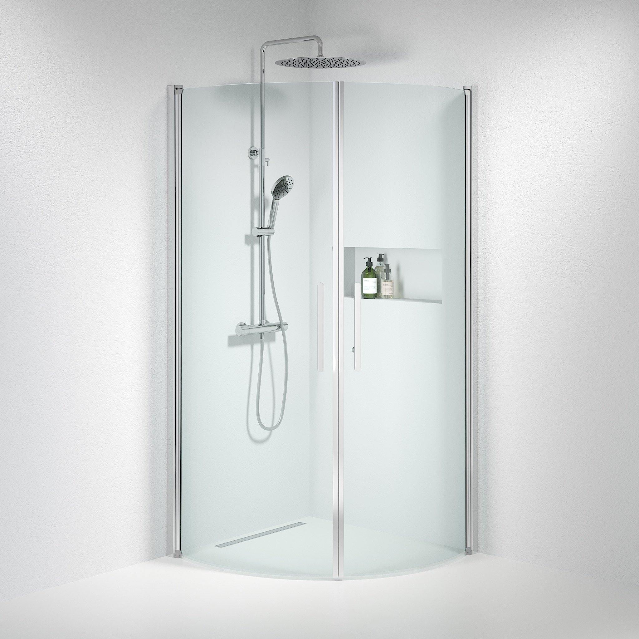 Round - Clear, Shower Enclosure Set - Code, Clear/Chrome - 100 cm - MASTERSTORE - 8595677120103 - Shower Enclosure Set - Code - 35 - 101 - 60 - 50 - 00 - 8595677120103