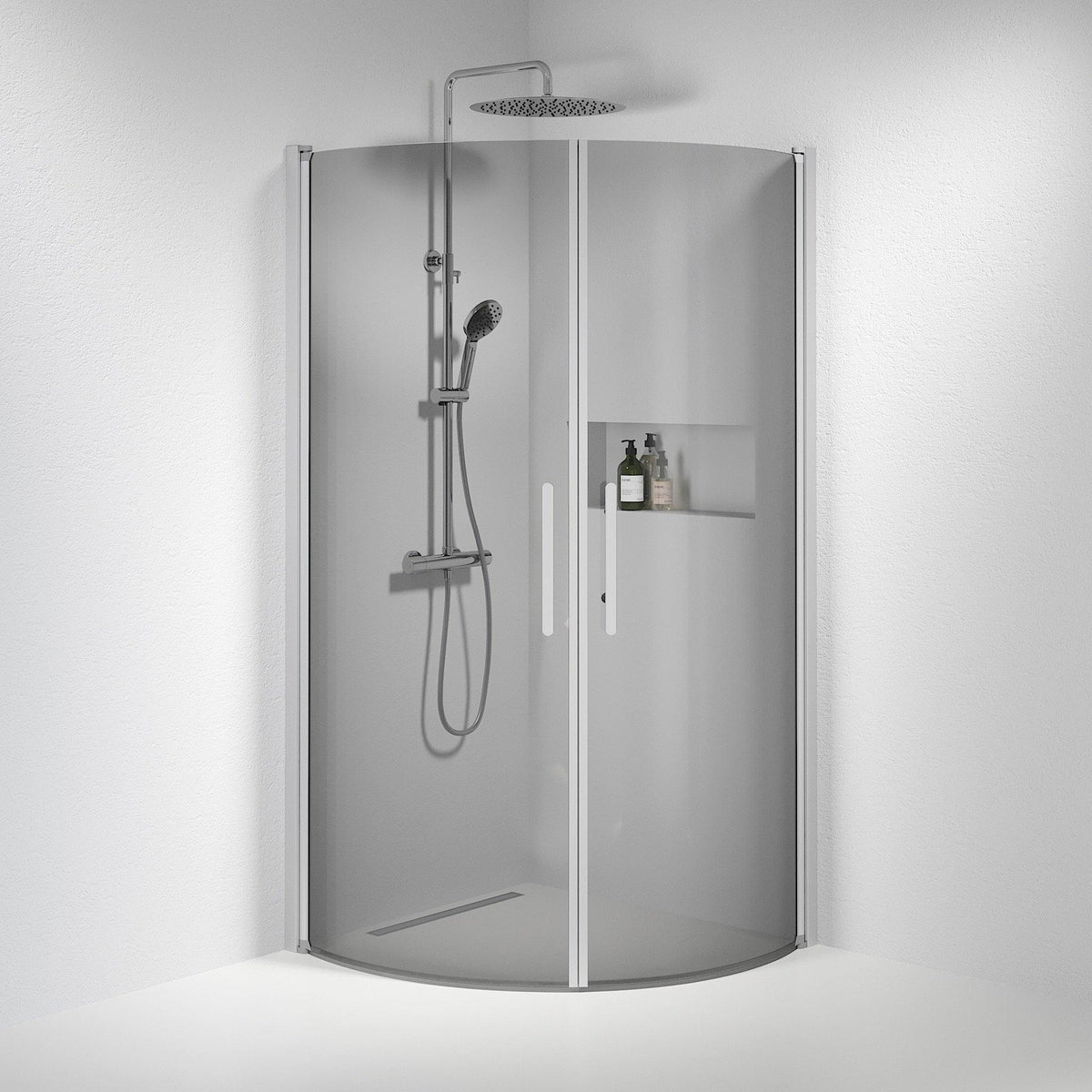 Round - Smoked, Shower Enclosure Set - Code, Smoked/Satin - 100 cm - MASTERSTORE - 8595677120172 - Shower Enclosure Set - Code - 35 - 101 - 67 - 56 - 00 - 8595677120172