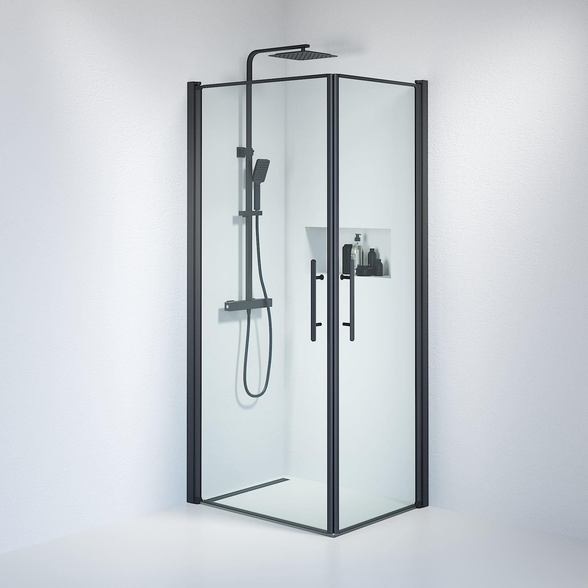 Square - Clear, Shower Enclosure Set - Code, Clear/Black - 70 cm - MASTERSTORE - 8595677120318 - Shower Enclosure Set - Code - 36 - 708 - 02 - 50 - 00 - 8595677120318