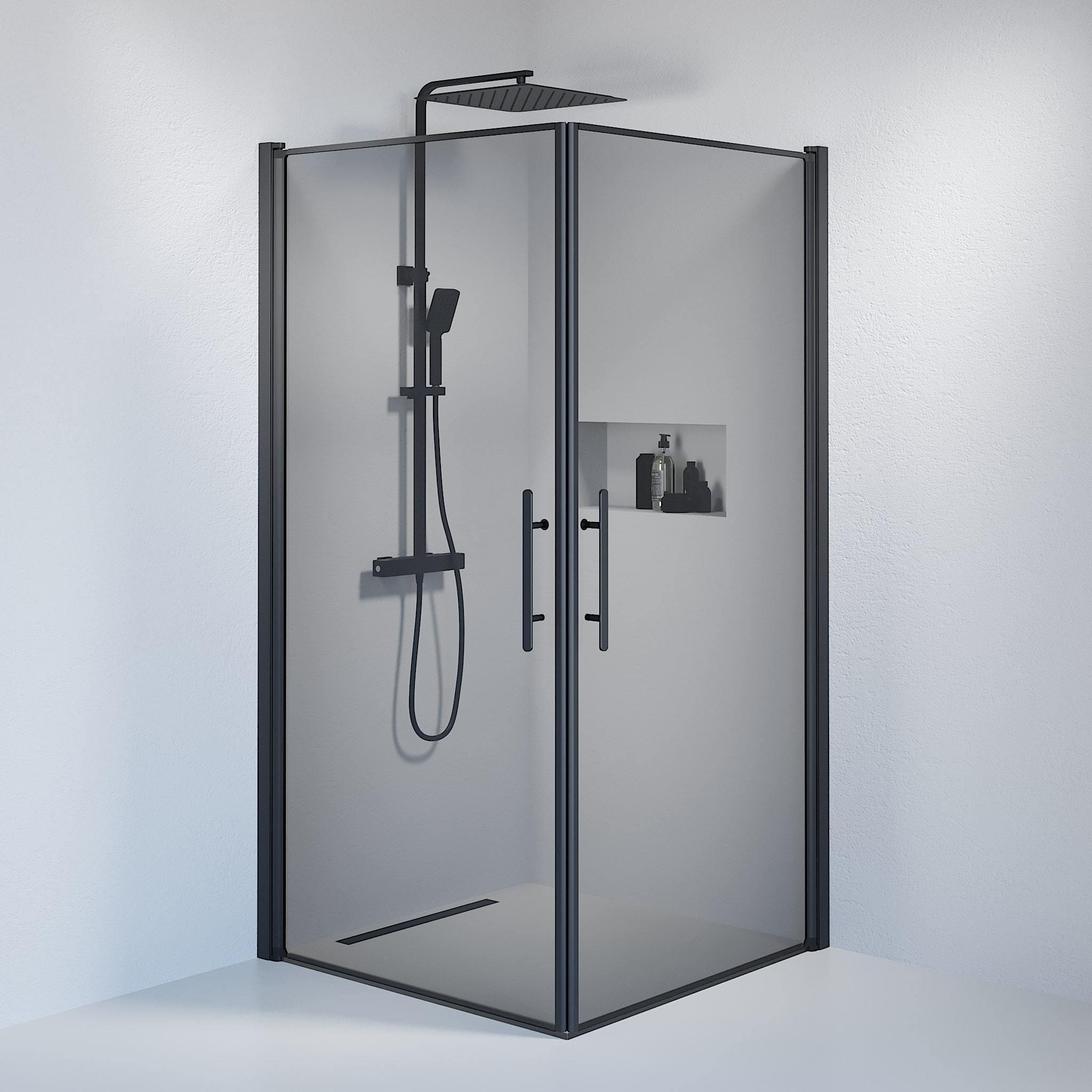 Square - Smoked, Shower Enclosure Set - Code, Smoked/Black - 70 cm - MASTERSTORE - 8595677120349 - Shower Enclosure Set - Code - 36 - 708 - 02 - 56 - 00 - 8595677120349