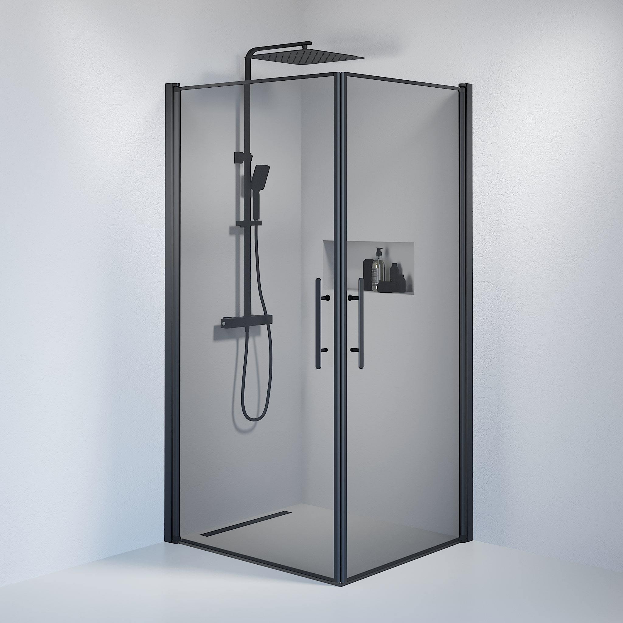 Square - Smoked, Shower Enclosure Set - Code, Smoked/Black - 70 cm - MASTERSTORE - 8595677120349 - Shower Enclosure Set - Code - 36 - 708 - 02 - 56 - 00 - 8595677120349