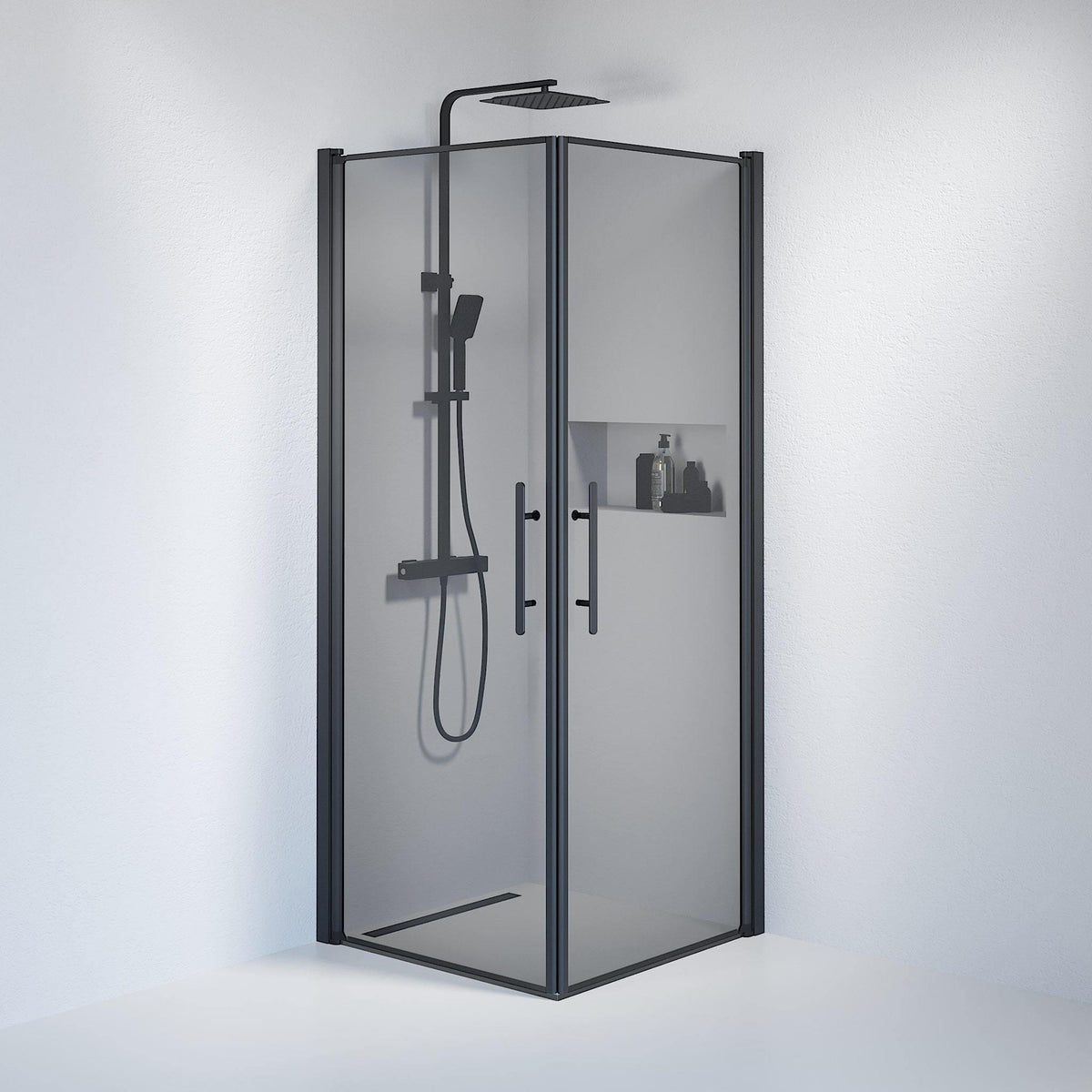 Square - Smoked, Shower Enclosure Set - Code, Smoked/Black - 70 cm - MASTERSTORE - 8595677120349 - Shower Enclosure Set - Code - 36 - 708 - 02 - 56 - 00 - 8595677120349