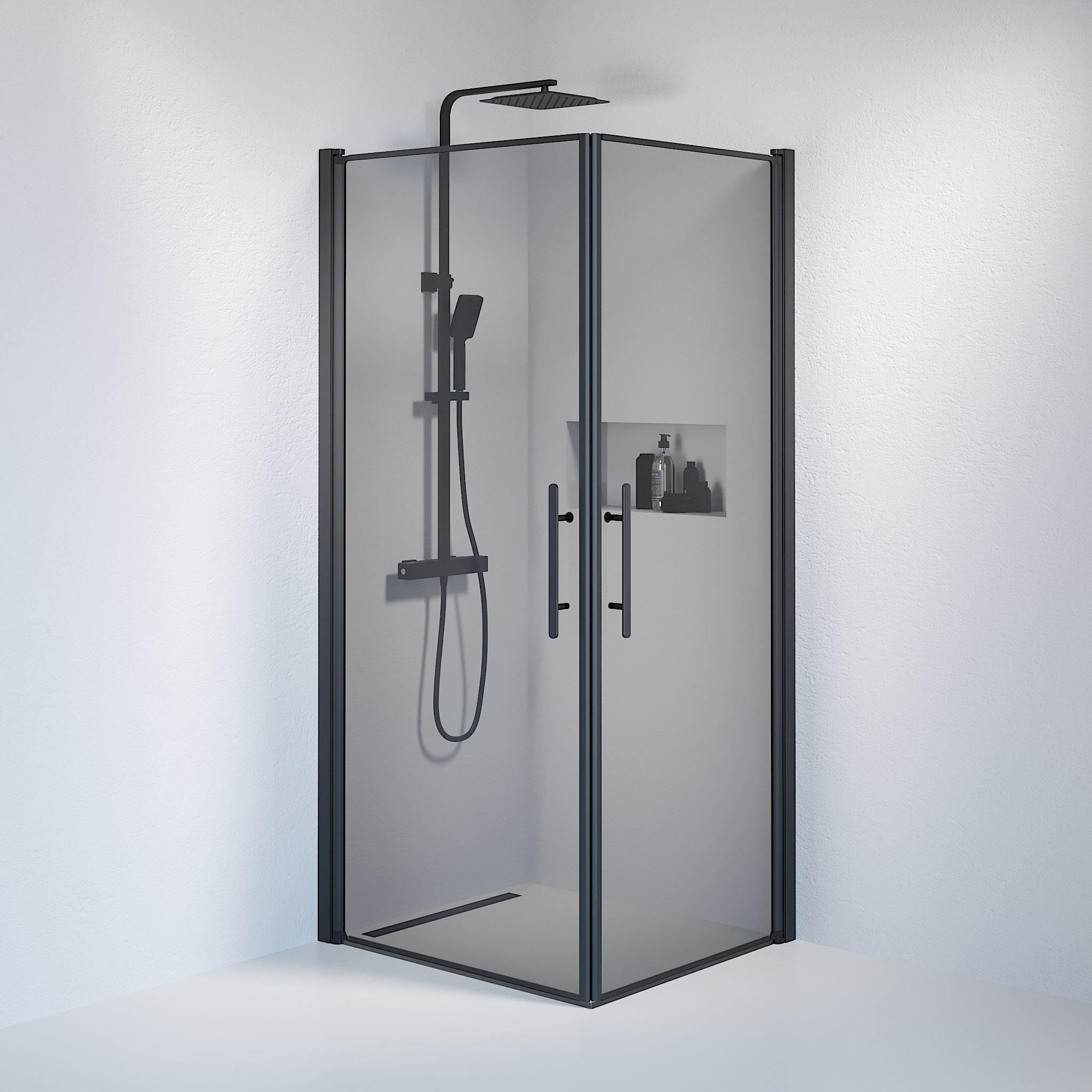 Square - Smoked, Shower Enclosure Set - Code, Smoked/Black - 70 cm - MASTERSTORE - 8595677120349 - Shower Enclosure Set - Code - 36 - 708 - 02 - 56 - 00 - 8595677120349