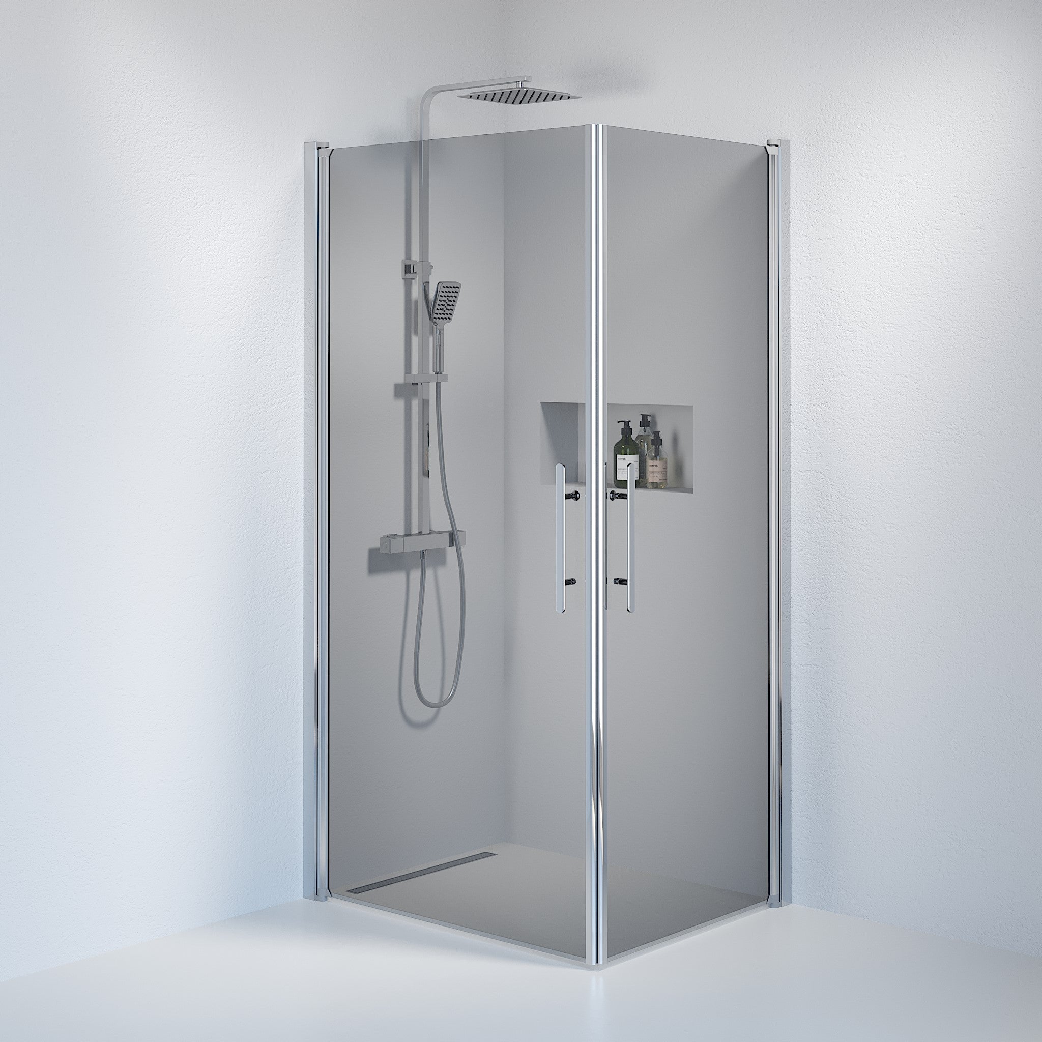 Square - Smoked, Shower Enclosure Set - Code, Smoked/Chrome - 70 cm - MASTERSTORE - 8595677120394 - Shower Enclosure Set - Code - 36 - 708 - 60 - 56 - 00 - 8595677120394