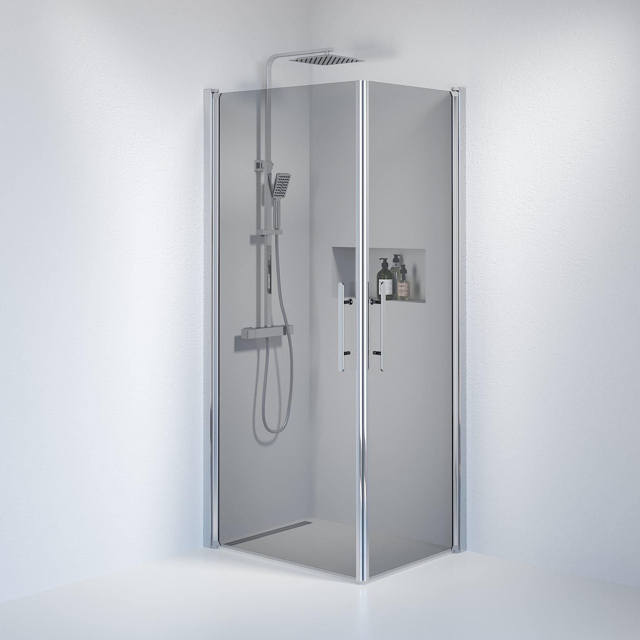 Square - Smoked, Shower Enclosure Set - Code, Smoked/Chrome - 70 cm - MASTERSTORE - 8595677120394 - Shower Enclosure Set - Code - 36 - 708 - 60 - 56 - 00 - 8595677120394