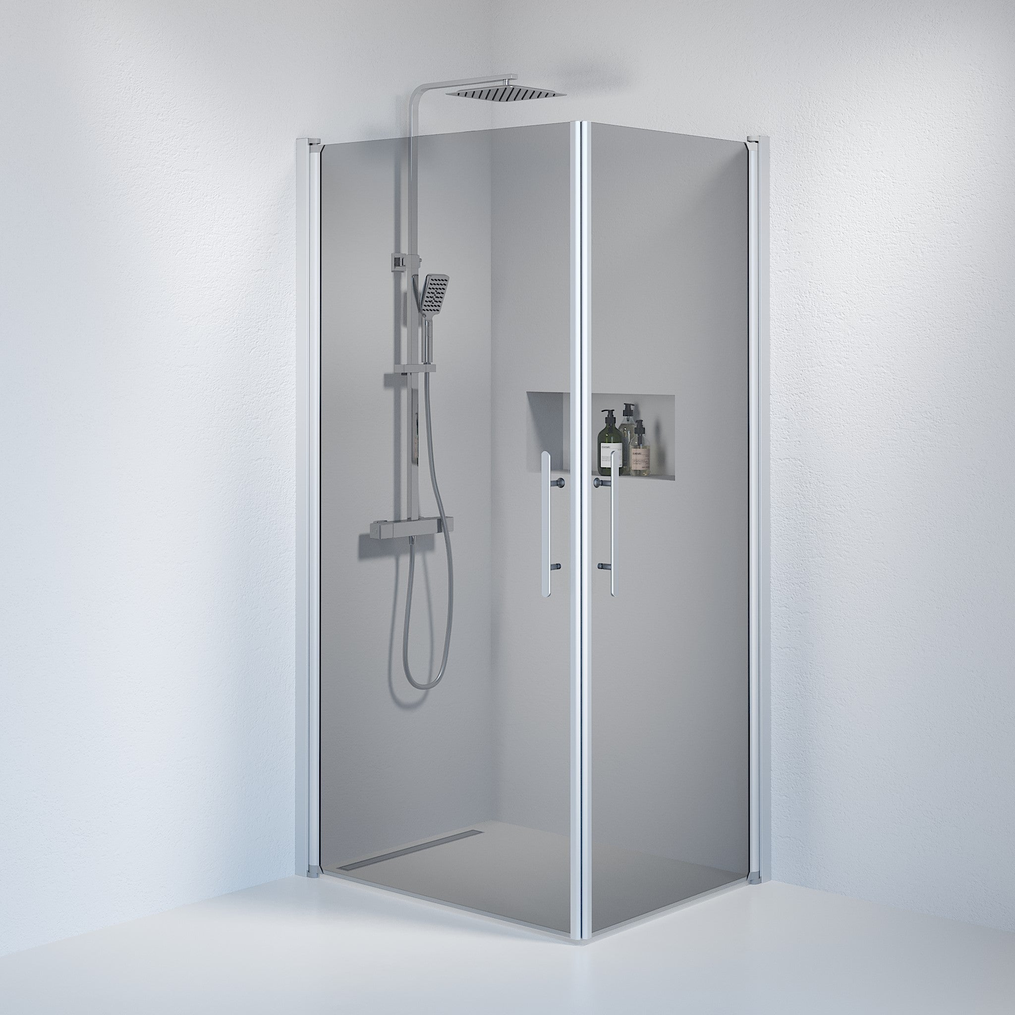 Duschhörna fyrkantig 70x80x198 cm - 6 mm rökfärgat nanoglas - borstad aluminiumprofil - Vänern - Duschhörn - Square - Smoked, Shower Enclosure Set - Code, Smoked/Satin - 70 cm - MASTERSTORE - 8595677120431 - Shower Enclosure Set - Code - 36 - 708 - 67 - 56 - 00 - 8595677120431 -