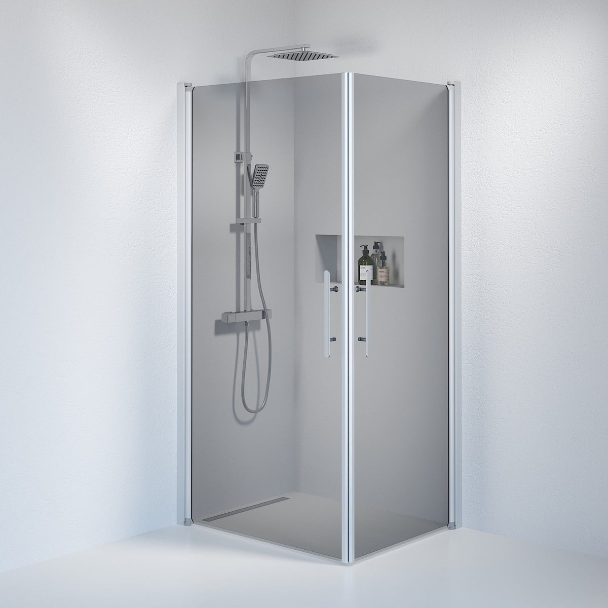 Square - Smoked, Shower Enclosure Set - Code, Smoked/Satin - 70 cm - MASTERSTORE - 8595677120431 - Shower Enclosure Set - Code - 36 - 708 - 67 - 56 - 00 - 8595677120431
