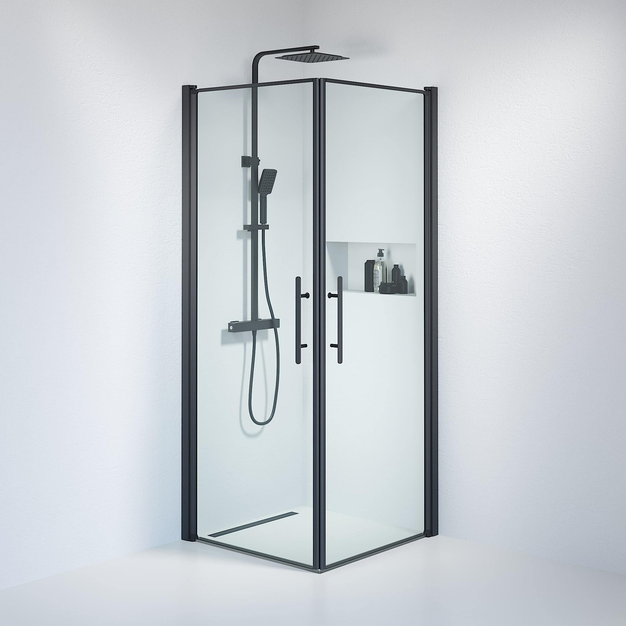 Square - Clear, Shower Enclosure Set - Code, Clear/Black - 70 cm - MASTERSTORE - 8595677120448 - Shower Enclosure Set - Code - 36 - 709 - 02 - 50 - 00 - 8595677120448