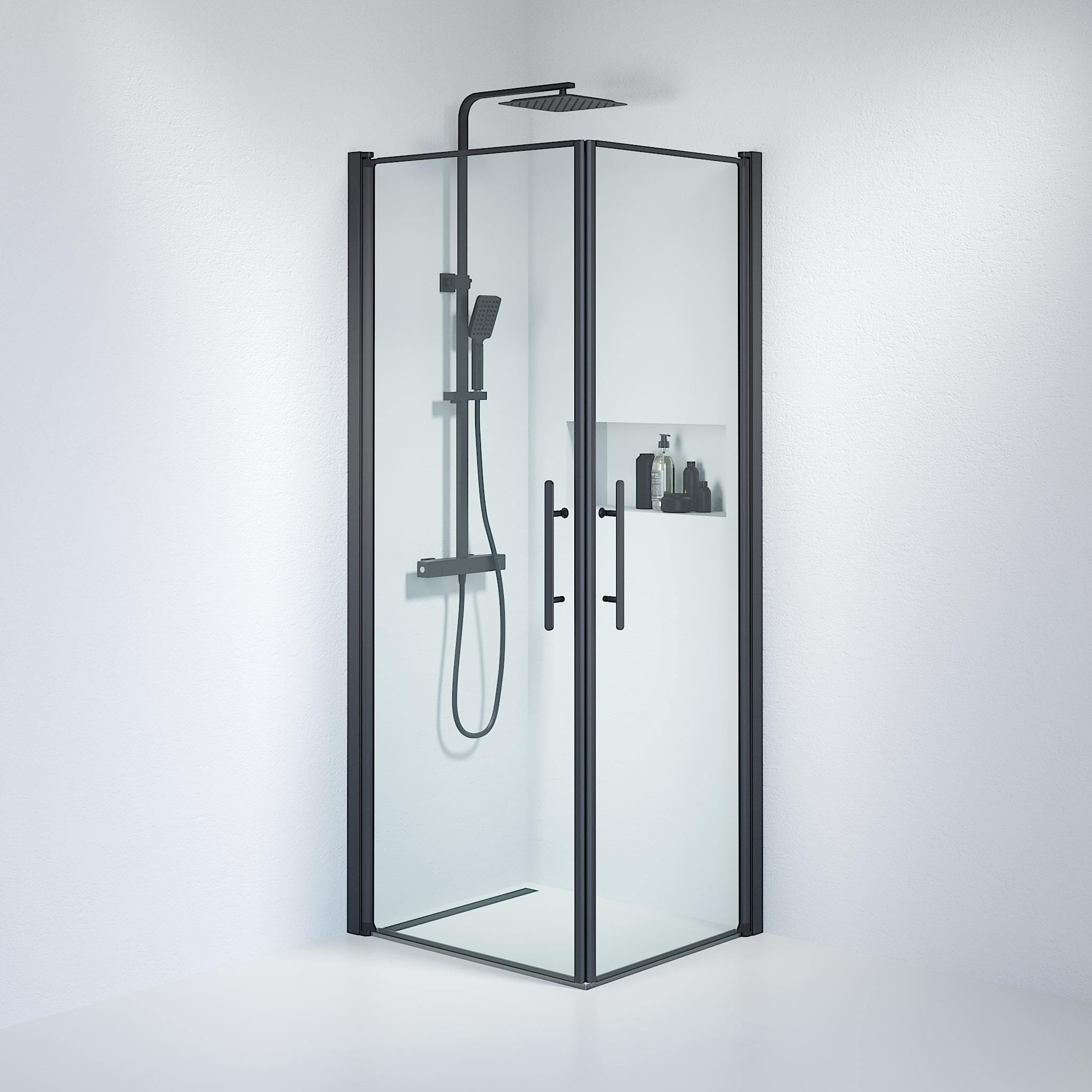 Square - Clear, Shower Enclosure Set - Code, Clear/Black - 70 cm - MASTERSTORE - 8595677120448 - Shower Enclosure Set - Code - 36 - 709 - 02 - 50 - 00 - 8595677120448