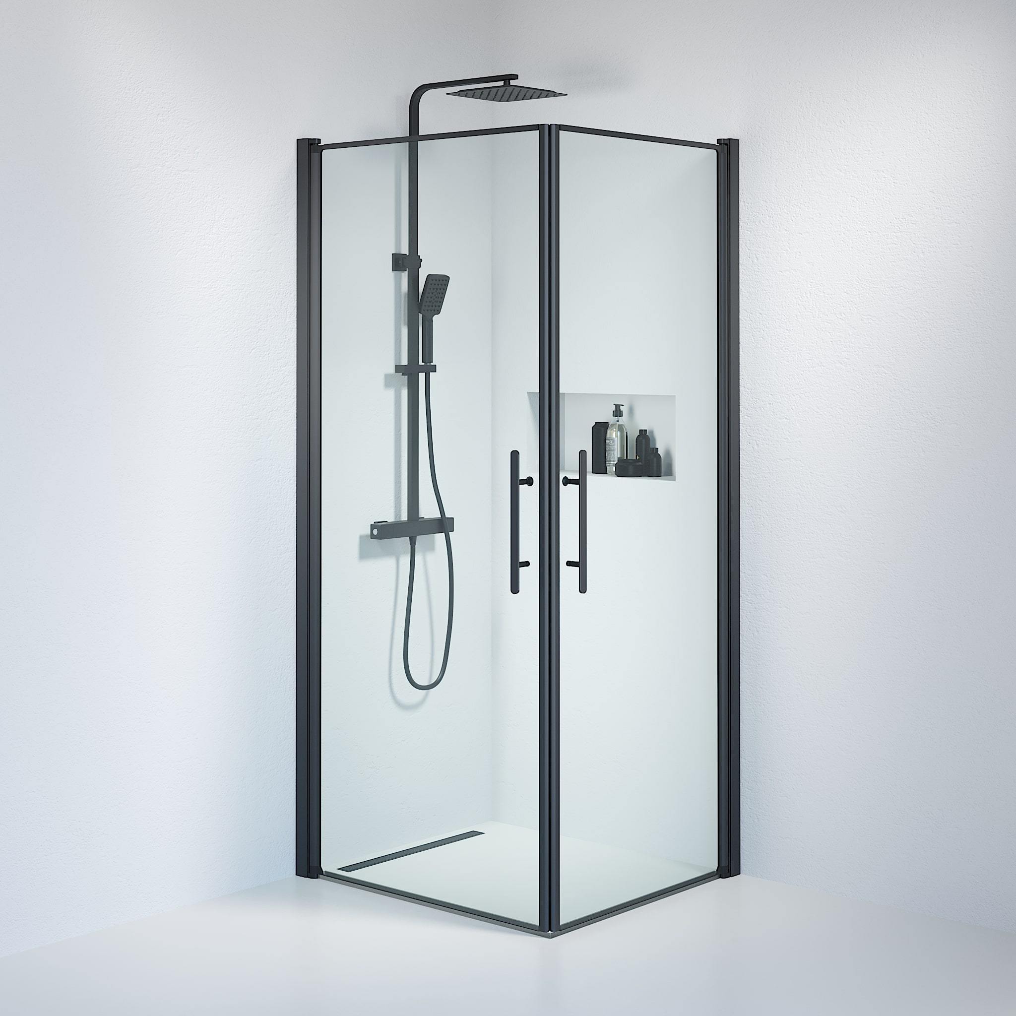 Square - Clear, Shower Enclosure Set - Code, Clear/Black - 70 cm - MASTERSTORE - 8595677120448 - Shower Enclosure Set - Code - 36 - 709 - 02 - 50 - 00 - 8595677120448