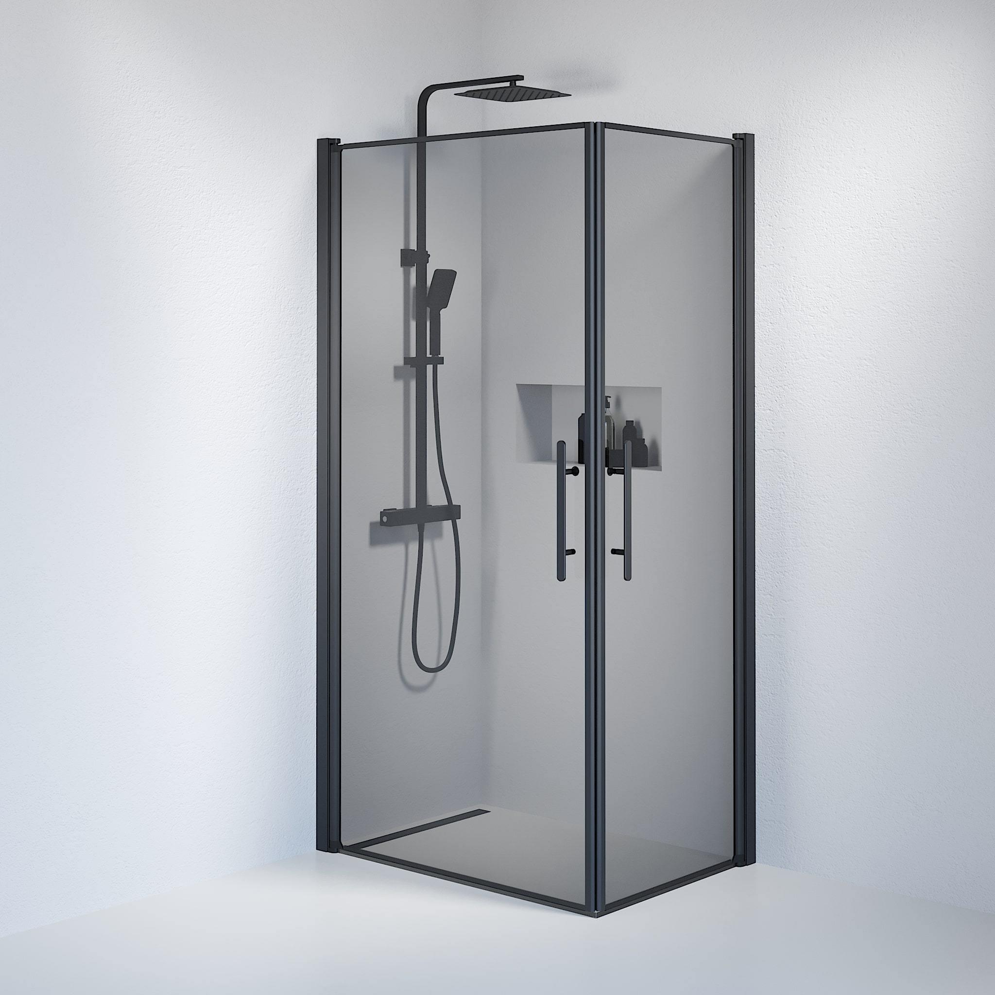 Square - Smoked, Shower Enclosure Set - Code, Smoked/Black - 70 cm - MASTERSTORE - 8595677120479 - Shower Enclosure Set - Code - 36 - 709 - 02 - 56 - 00 - 8595677120479