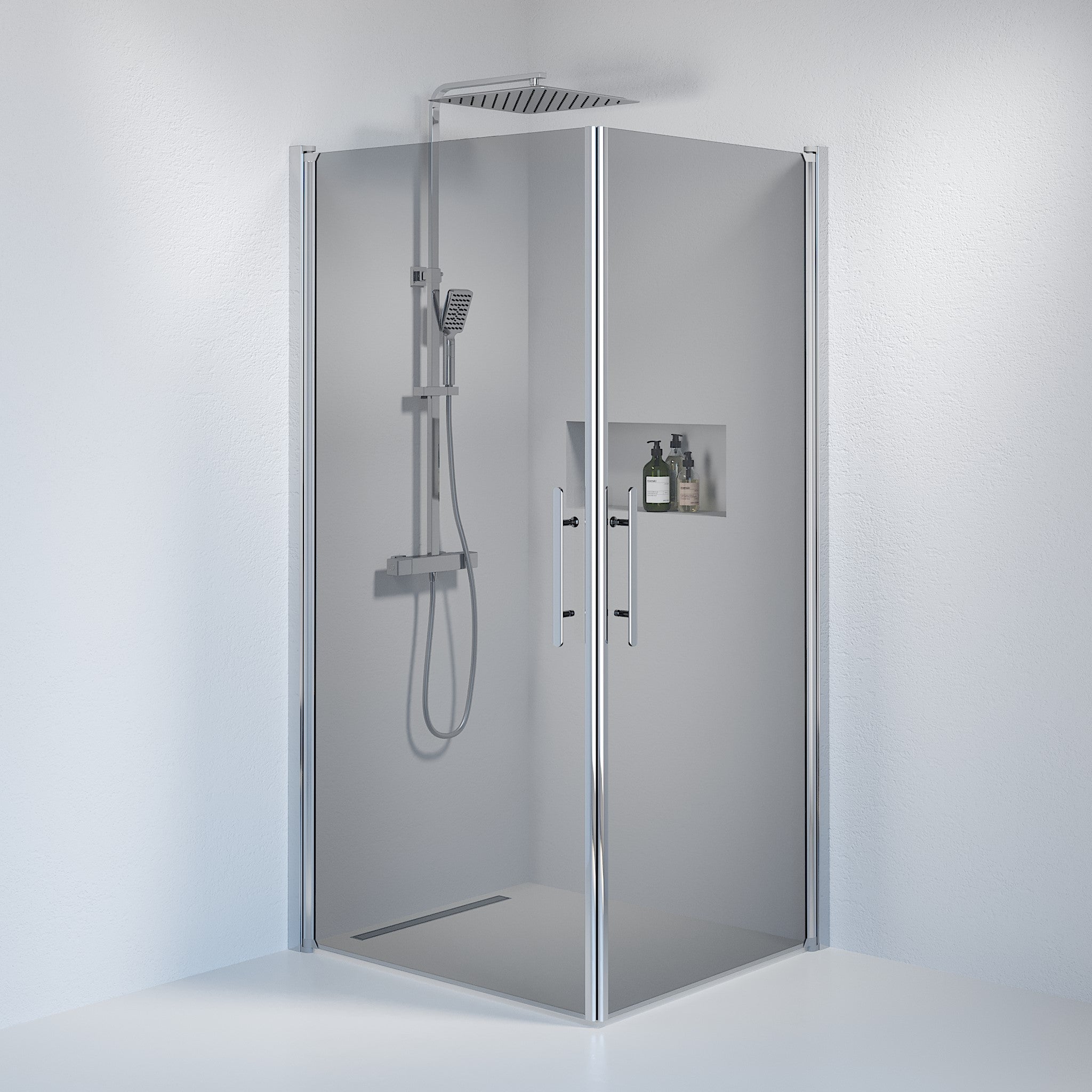 Square - Smoked, Shower Enclosure Set - Code, Smoked/Chrome - 70 cm - MASTERSTORE - 8595677120523 - Shower Enclosure Set - Code - 36 - 709 - 60 - 56 - 00 - 8595677120523