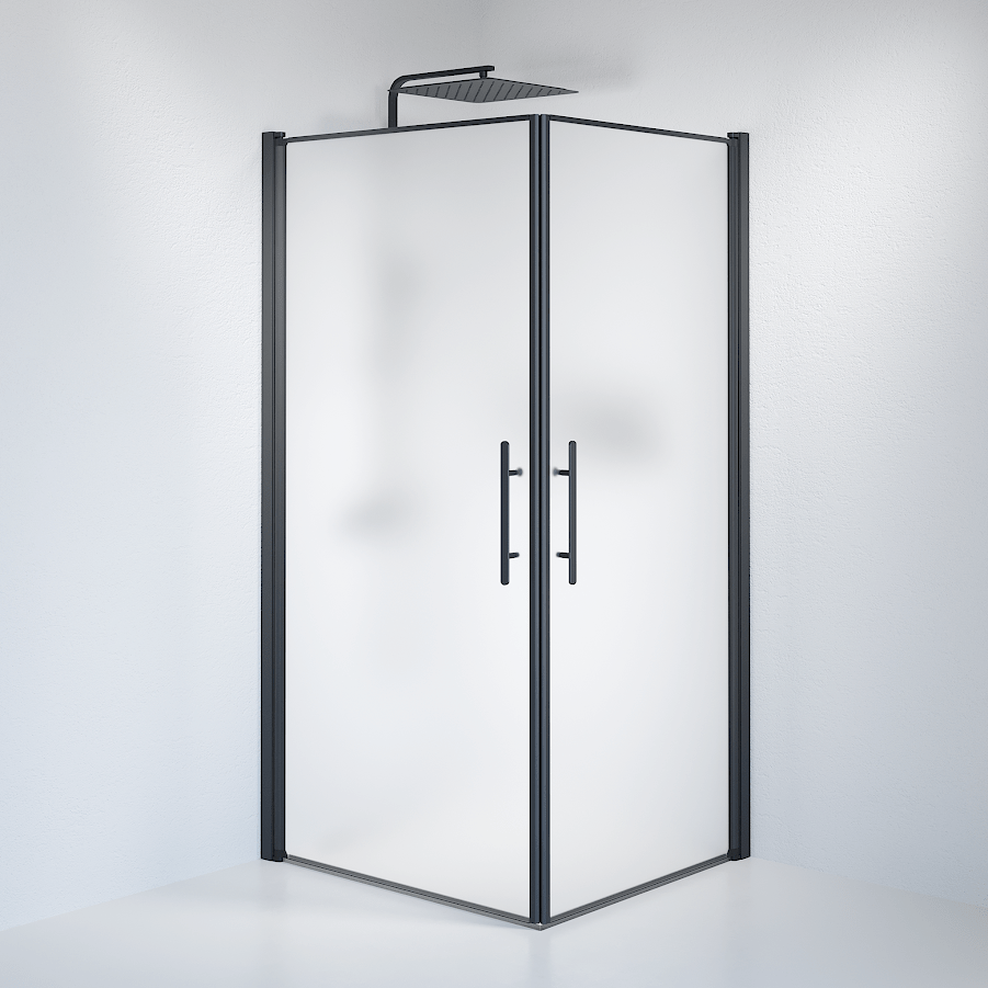 Square - Frosted, Shower Enclosure Set - Code, Matt/Black - 80 cm - MASTERSTORE - 8595677120592 - Shower Enclosure Set - Code - 36 - 801 - 02 - 55 - 00 - 8595677120592