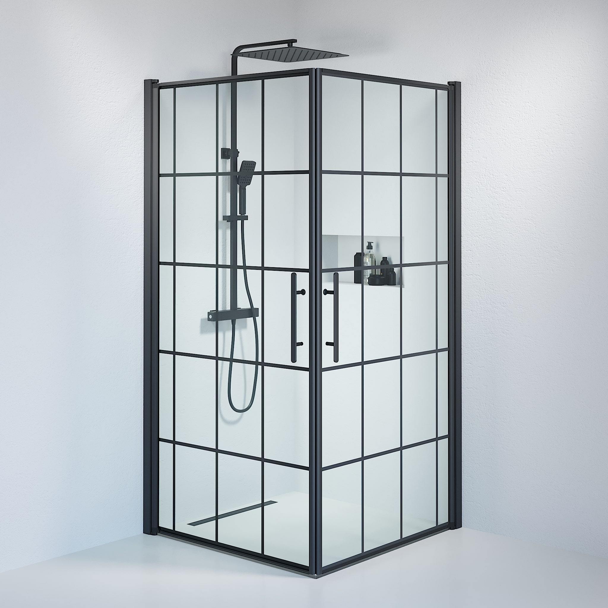 Square - Frames, Shower Enclosure Set - Code, Frame/Black - 80 cm - MASTERSTORE - 8595677120615 - Shower Enclosure Set - Code - 36 - 801 - 02 - 49 - 01 - 8595677120615