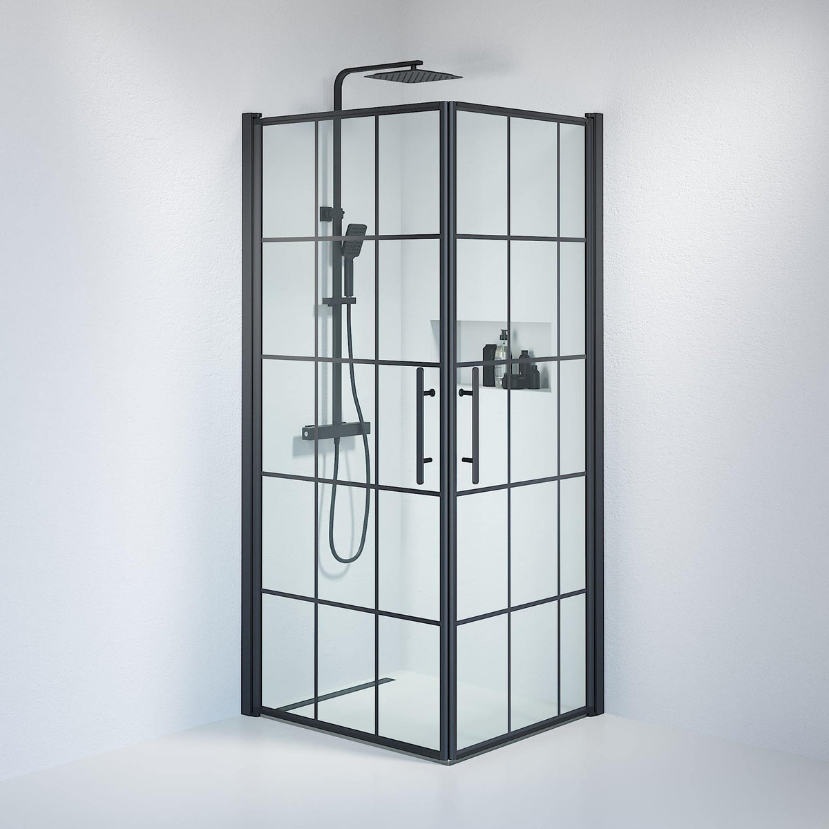 Square - Frames, Shower Enclosure Set - Code, Frame/Black - 80 cm - MASTERSTORE - 8595677120615 - Shower Enclosure Set - Code - 36 - 801 - 02 - 49 - 01 - 8595677120615